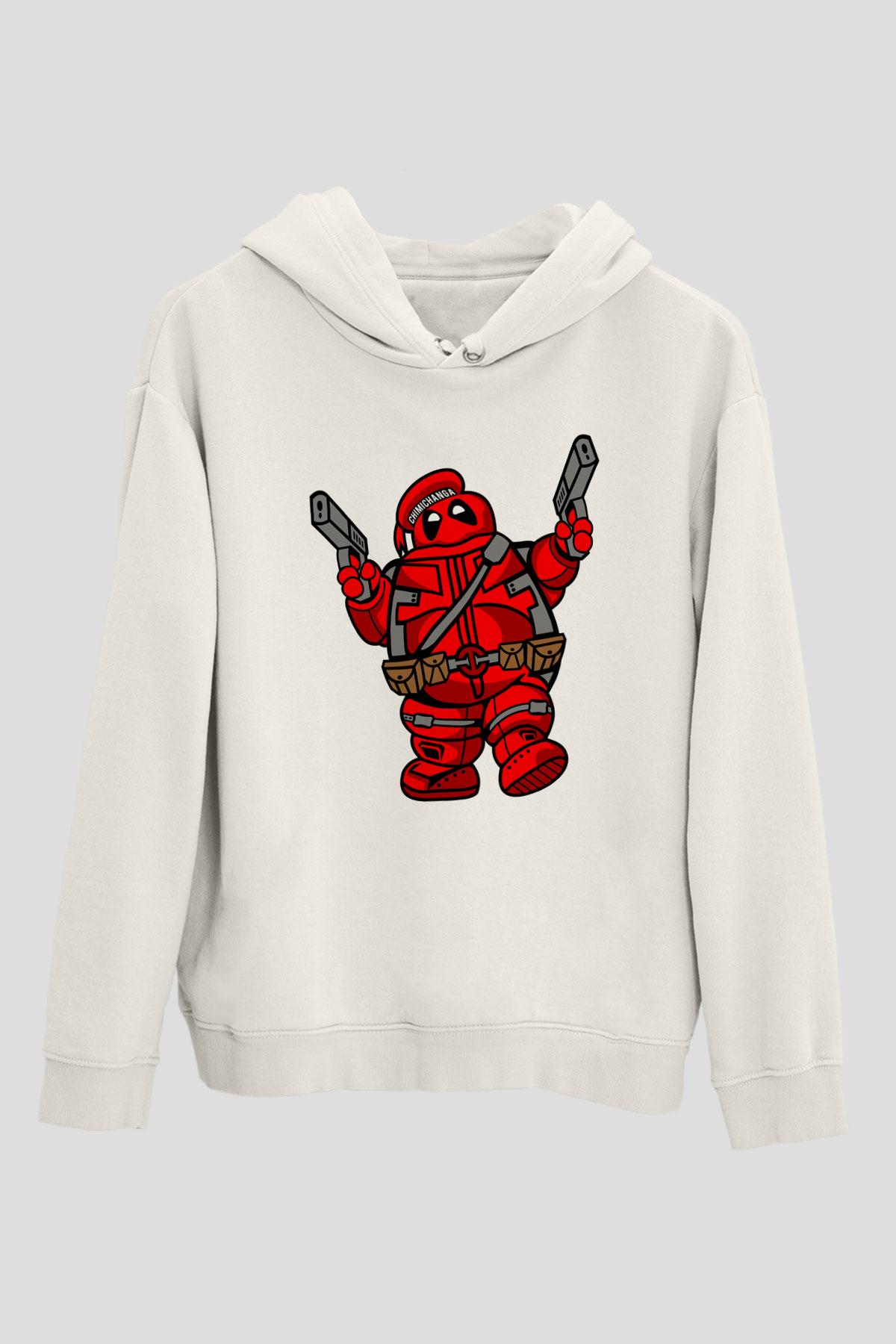 Marshmallow Merc Baskılı Beyaz Unisex Hoodie