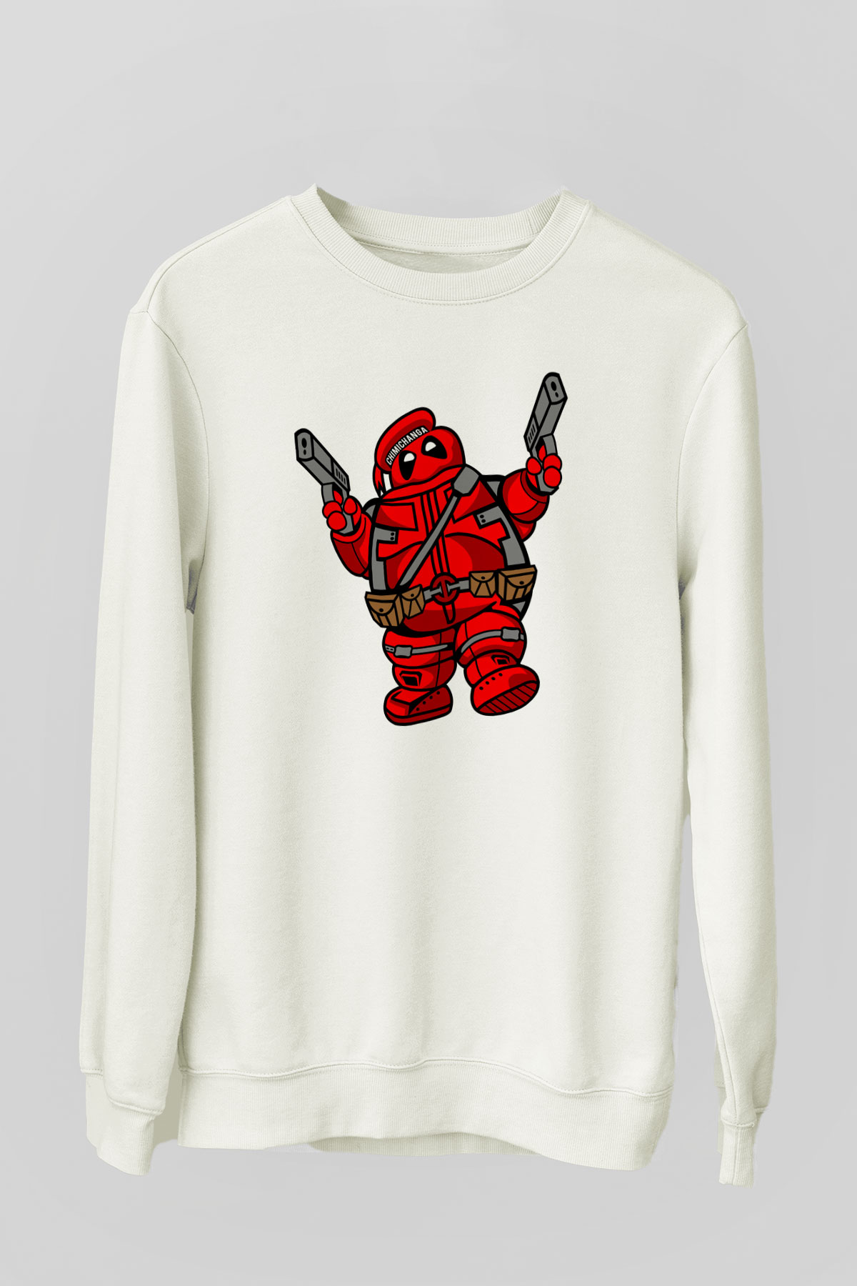 Marshmallow Merc Baskılı Beyaz Unisex Sweatshirt