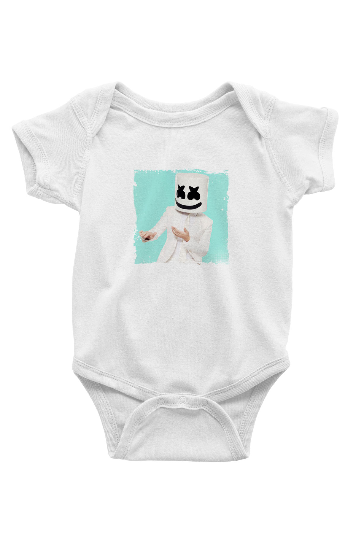 Marshmello Baskılı Beyaz Bebek Body - Zıbın