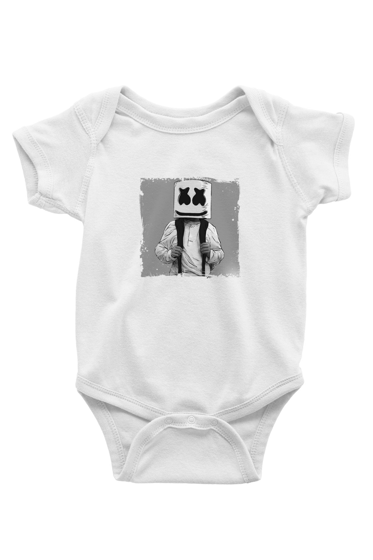 Marshmello Baskılı Beyaz Bebek Body - Zıbın
