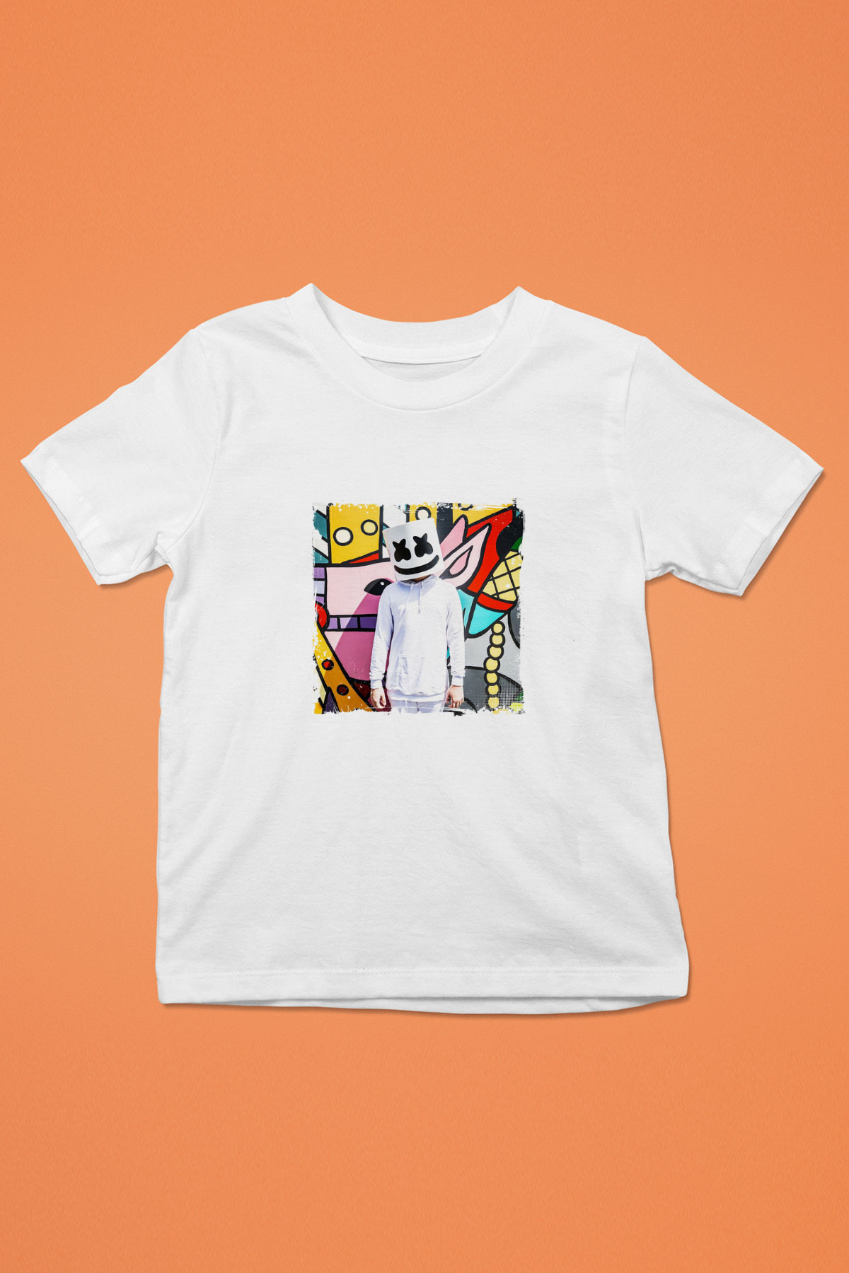 Marshmello Baskılı Beyaz Çocuk Tişört