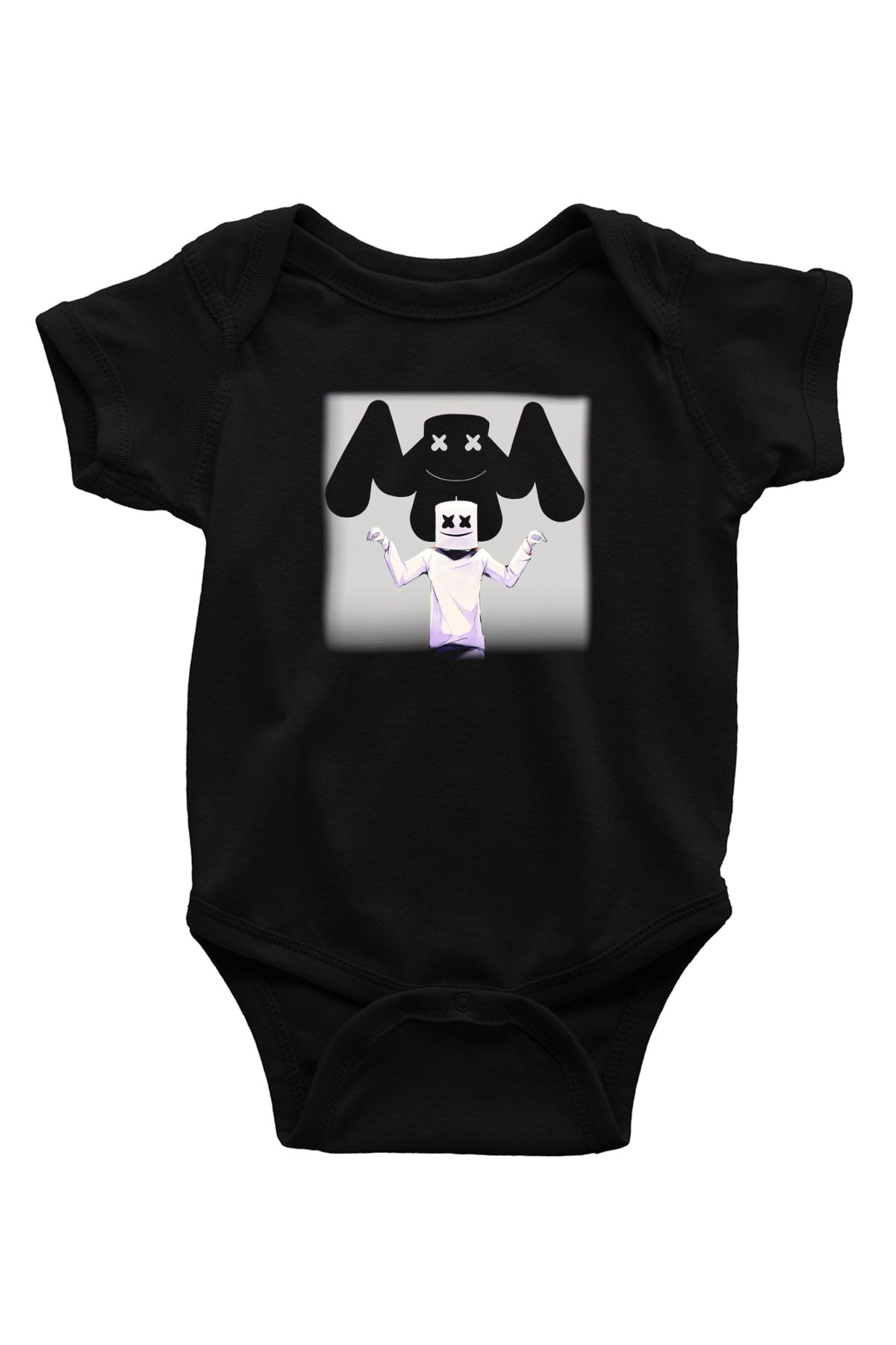 Marshmello Baskılı Siyah Bebek Body - Zıbın