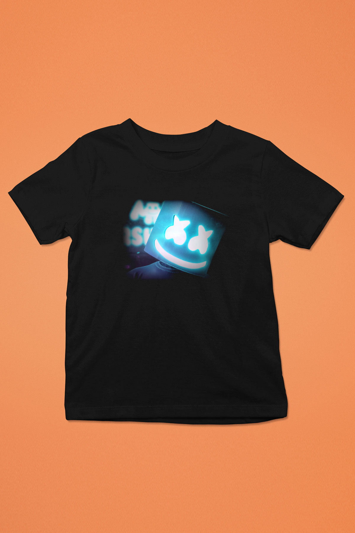 Marshmello Baskılı Siyah Unisex Çocuk Tişört