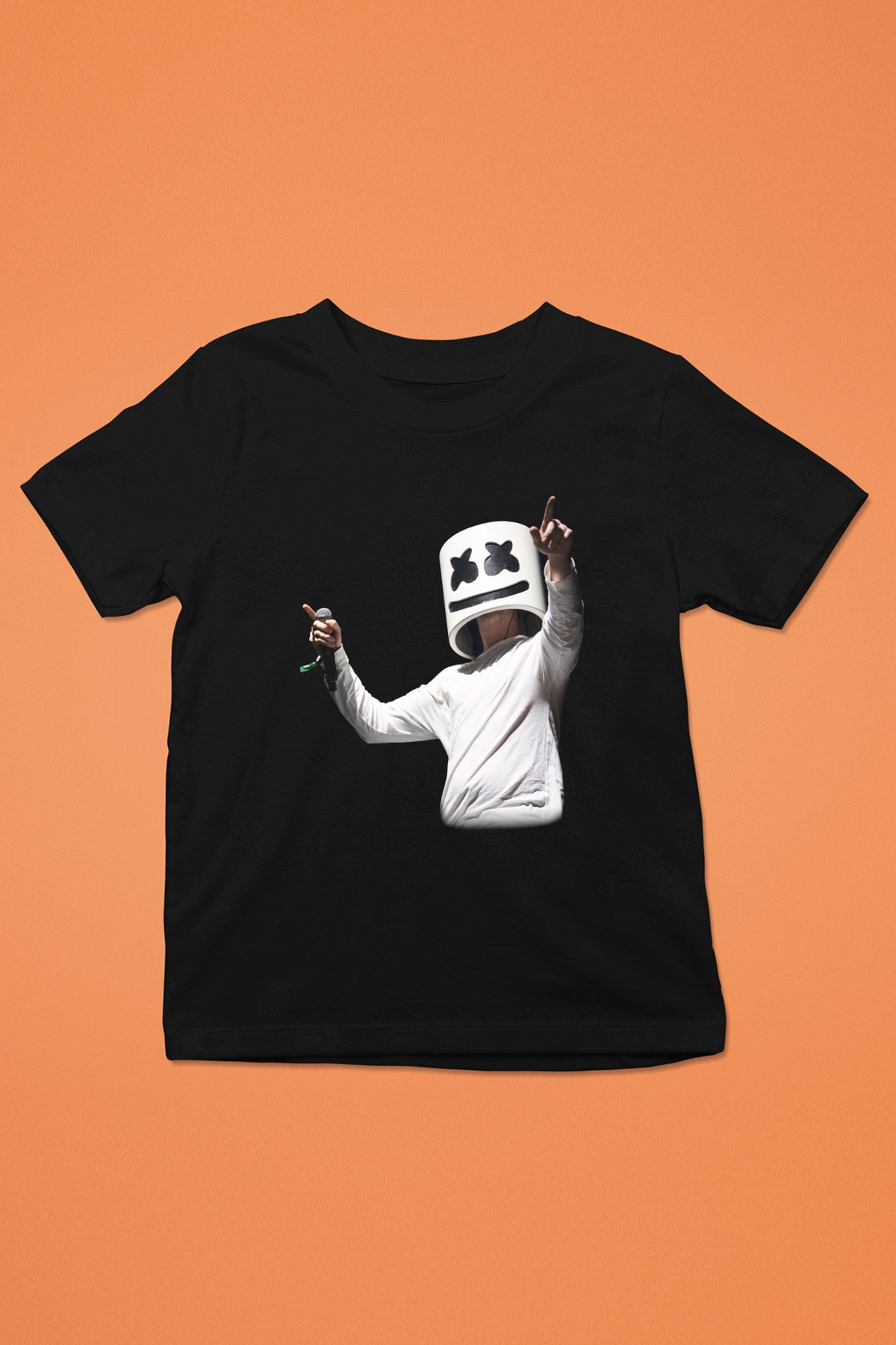 Marshmello Baskılı Siyah Unisex Çocuk Tişört