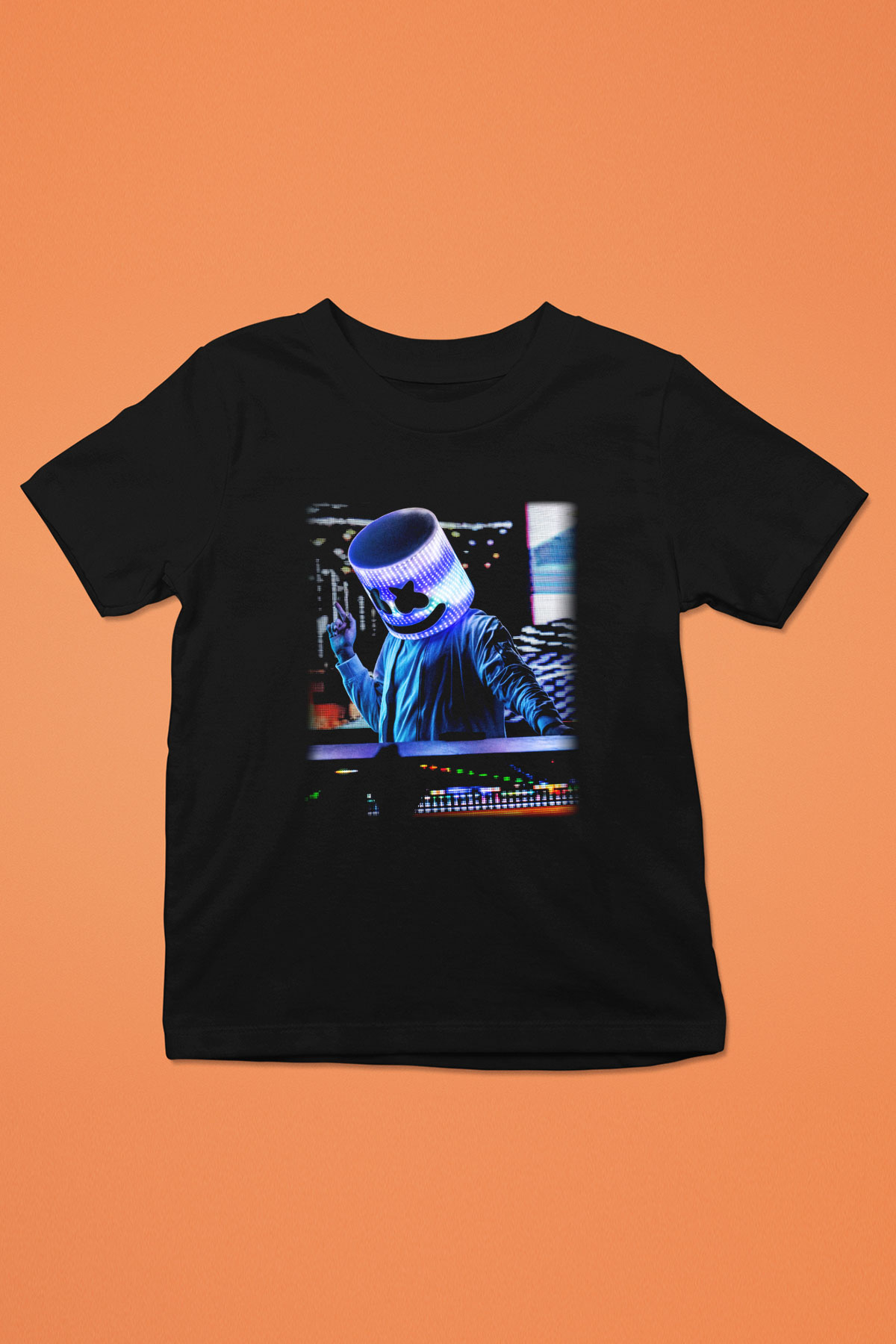 Marshmello Baskılı Siyah Unisex Çocuk Tişört