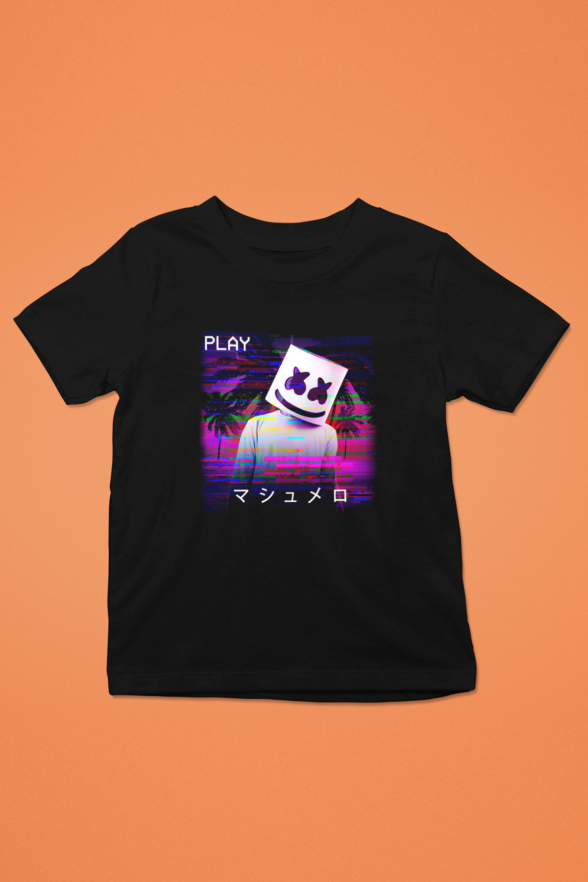 Marshmello Baskılı Siyah Unisex Çocuk Tişört