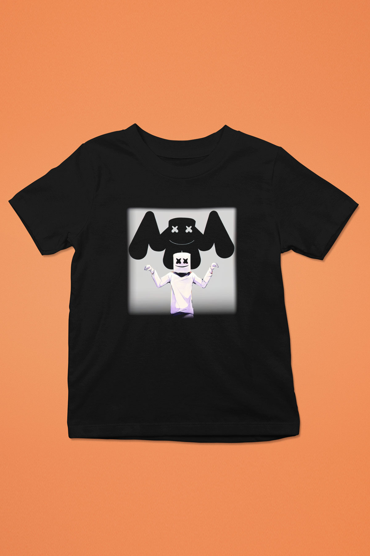 Marshmello Baskılı Siyah Unisex Çocuk Tişört