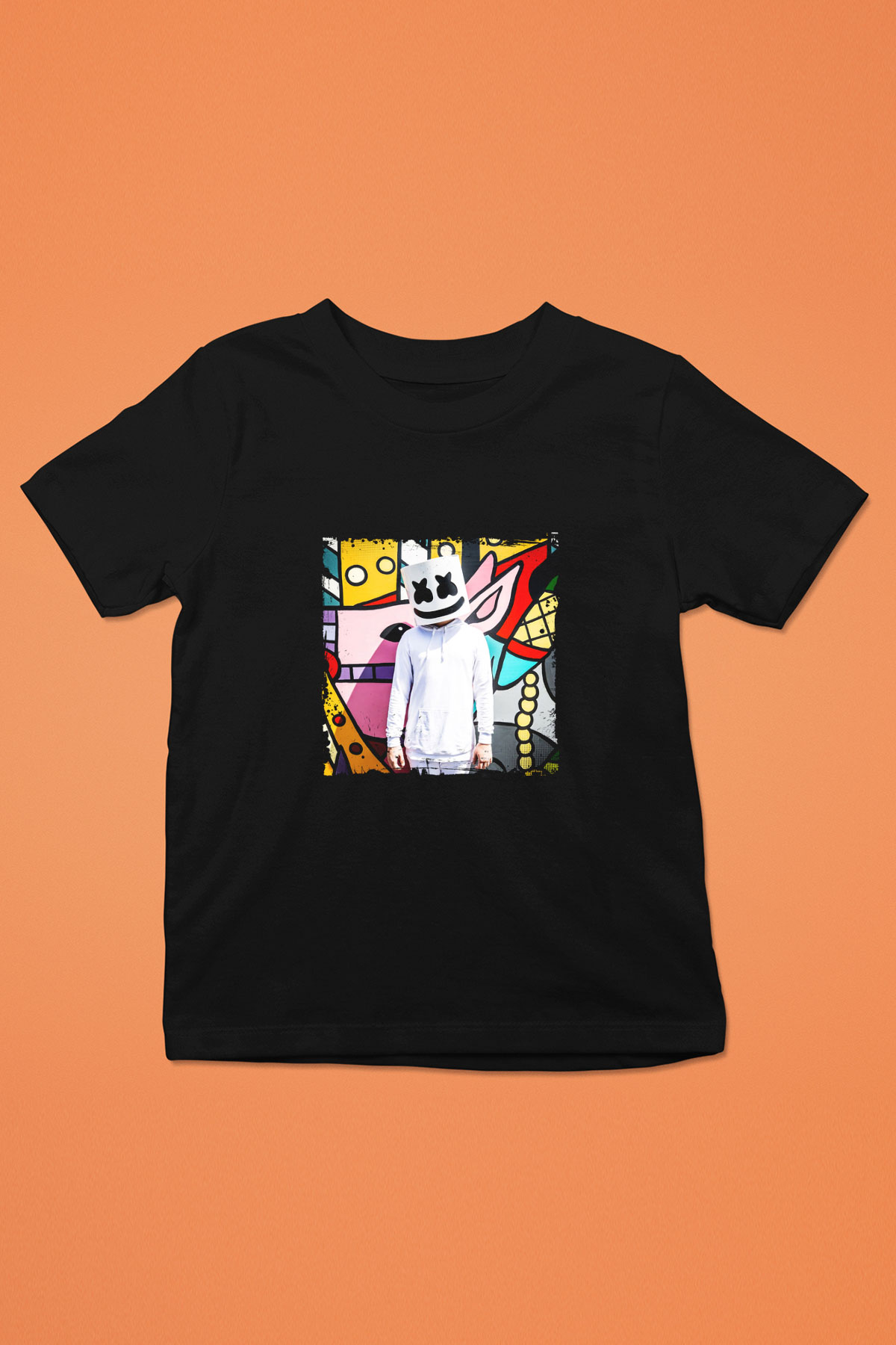 Marshmello Baskılı Unisex Siyah Çocuk Tişört
