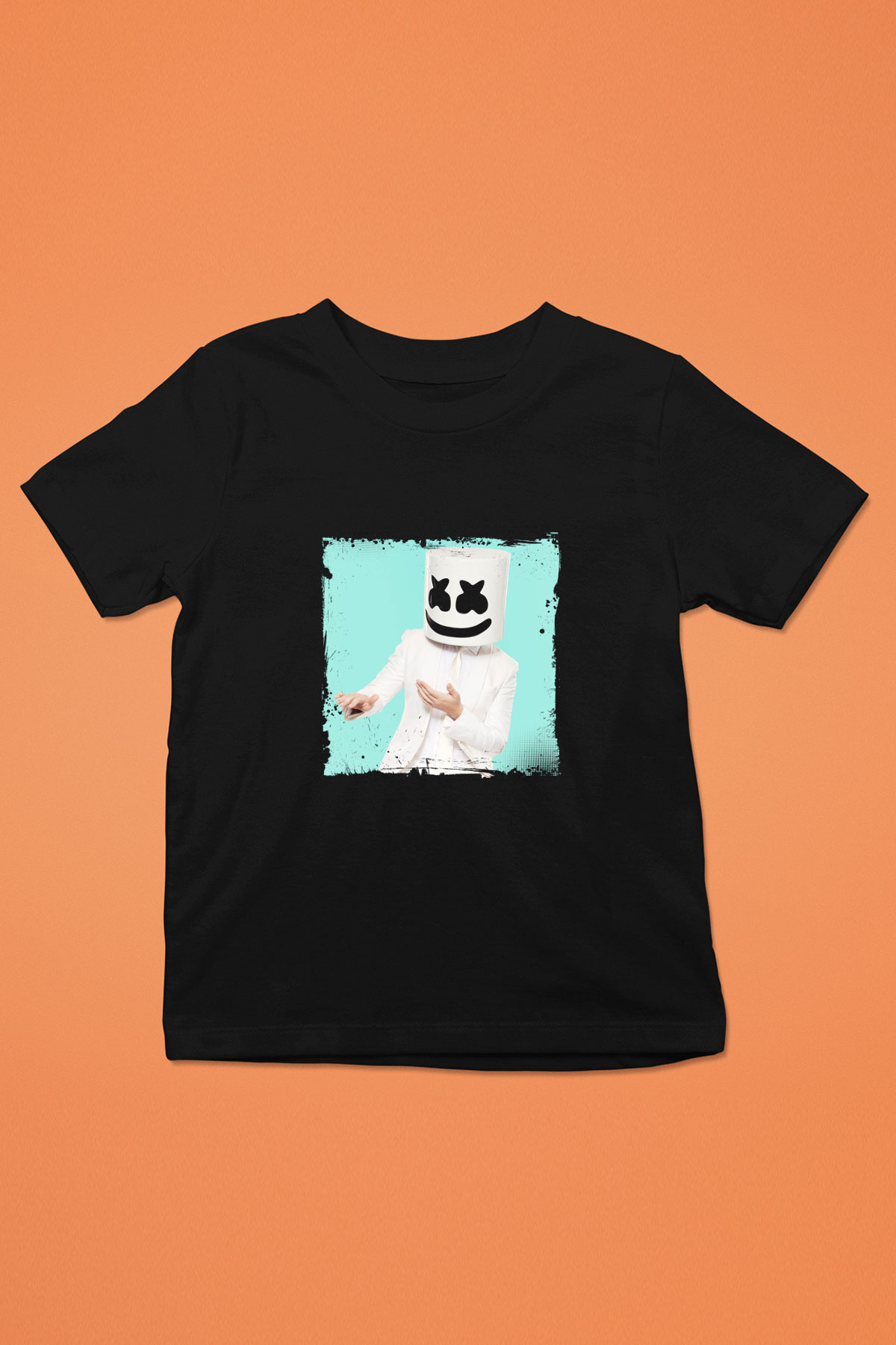 Marshmello Baskılı Unisex Siyah Çocuk Tişört