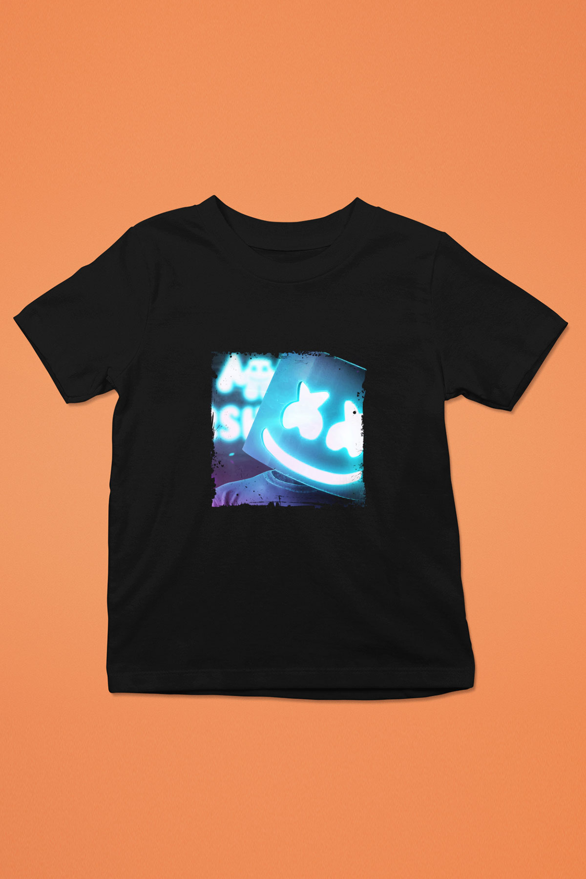 Marshmello Baskılı Unisex Siyah Çocuk Tişört