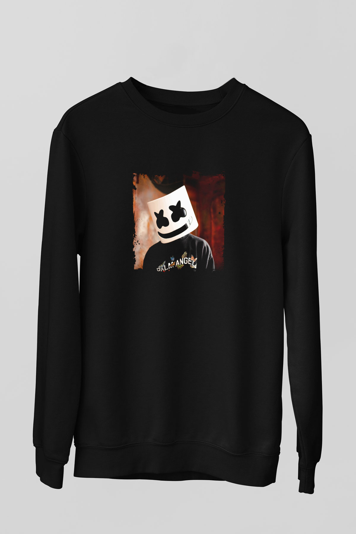 Marshmello Baskılı Unisex Siyah Sweatshirt