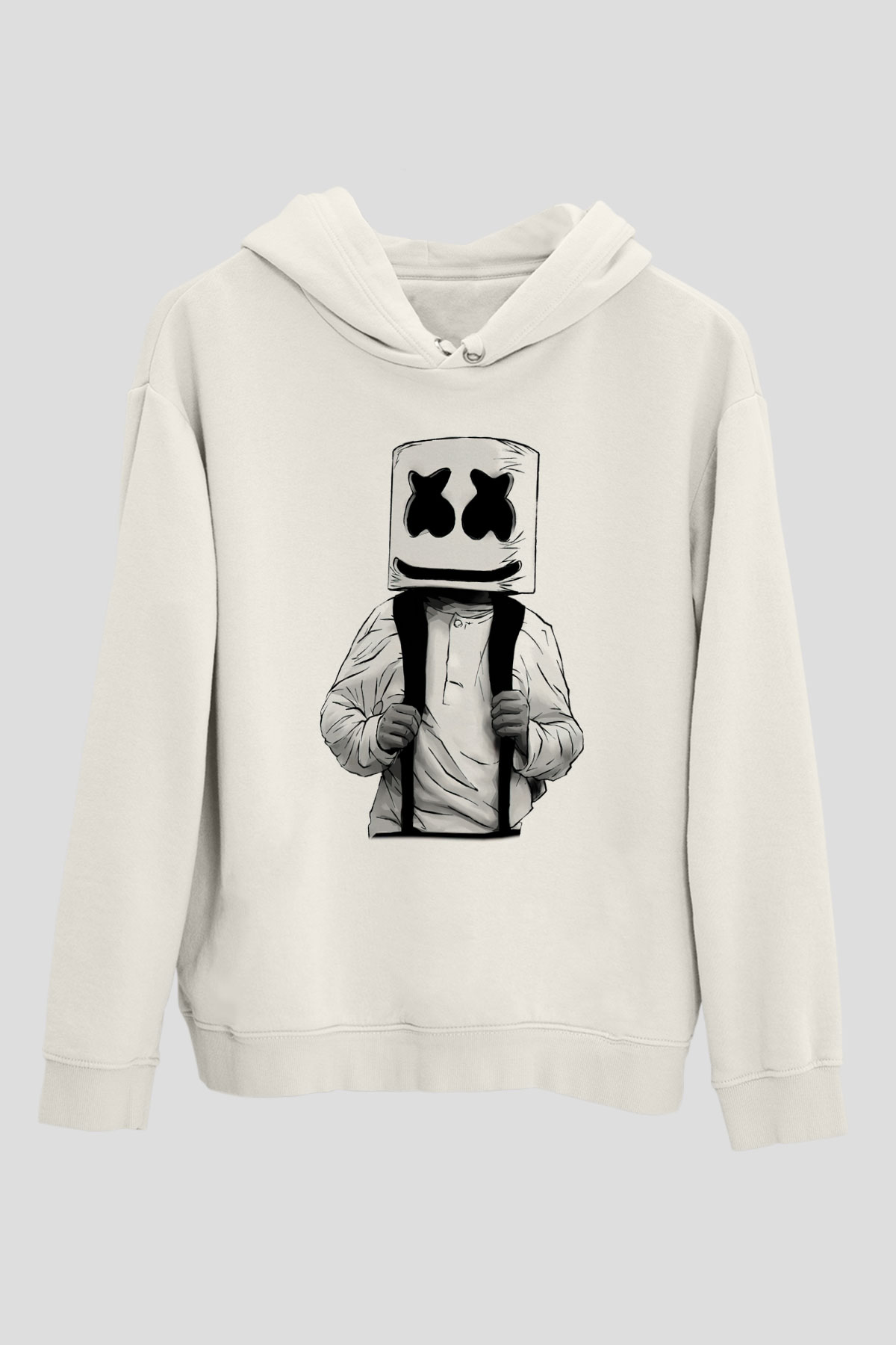 Marshmello Beyaz Unisex Kapşonlu Sweatshirt