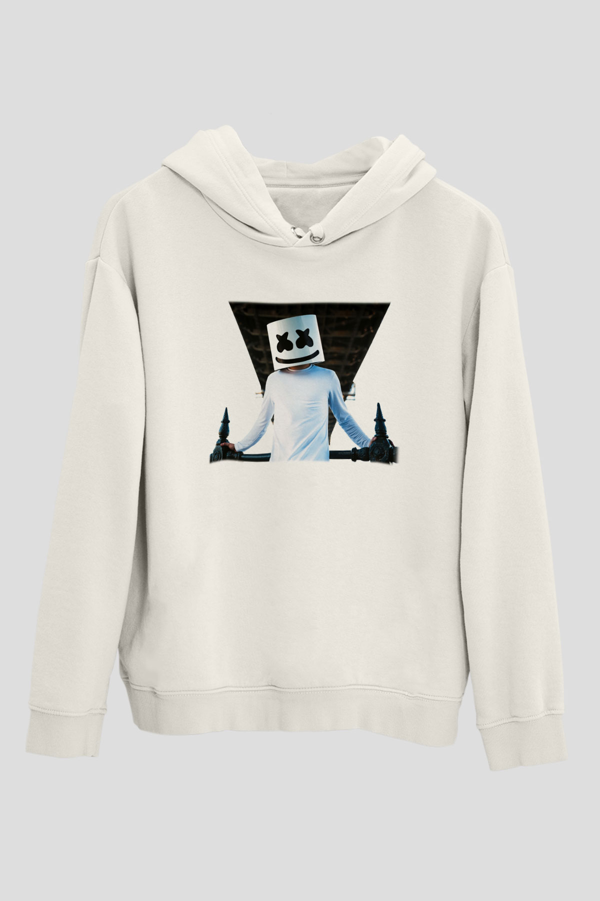 Marshmello Beyaz Unisex Kapşonlu Sweatshirt