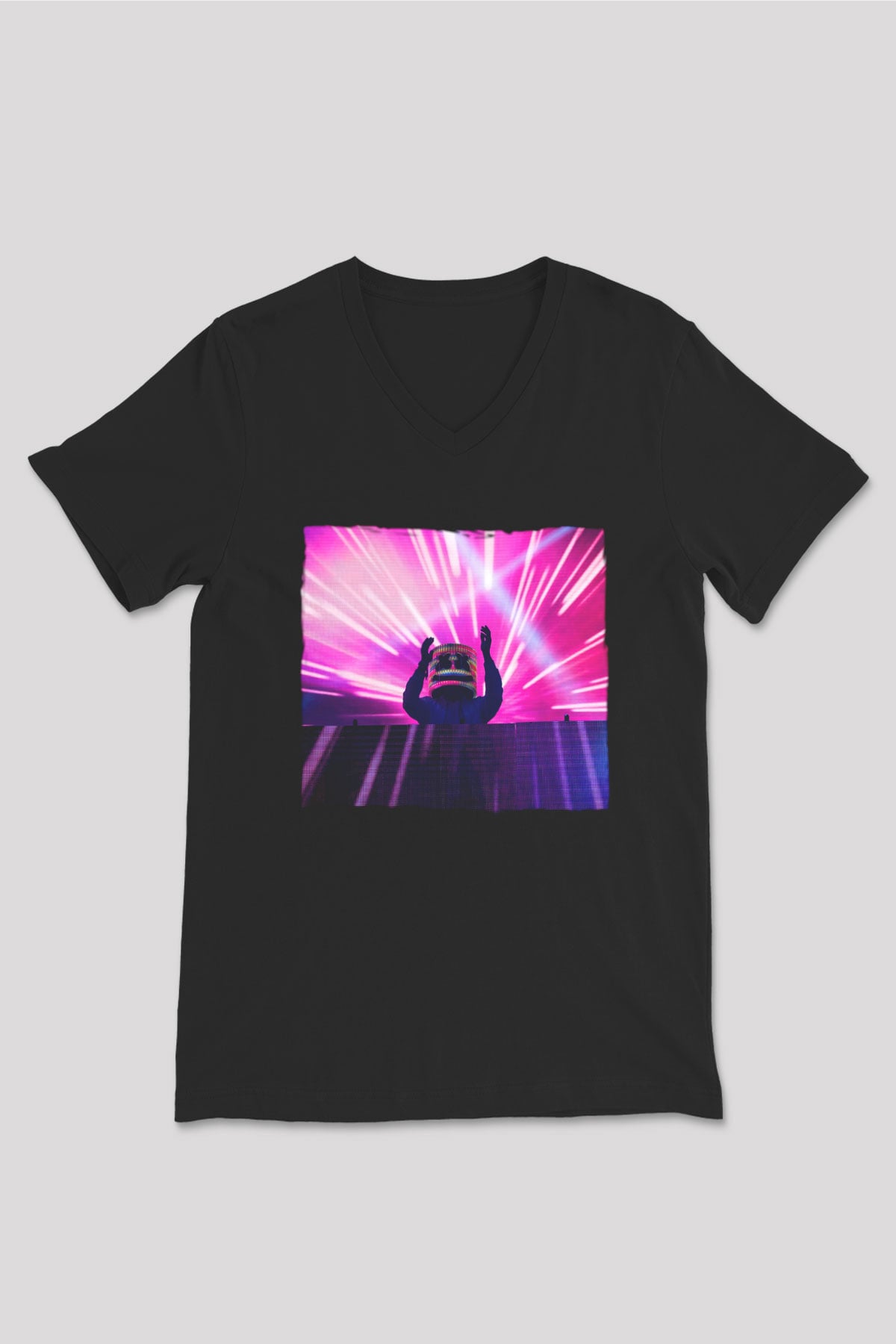 Marshmello Siyah Unisex V Yaka Tişört