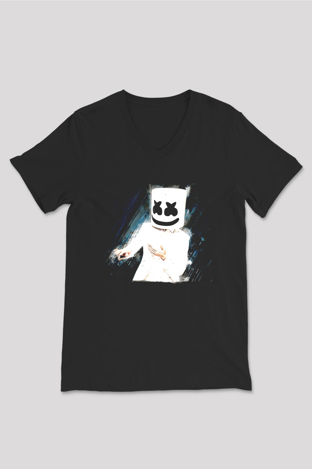 Marshmello Siyah Unisex V Yaka Tişört