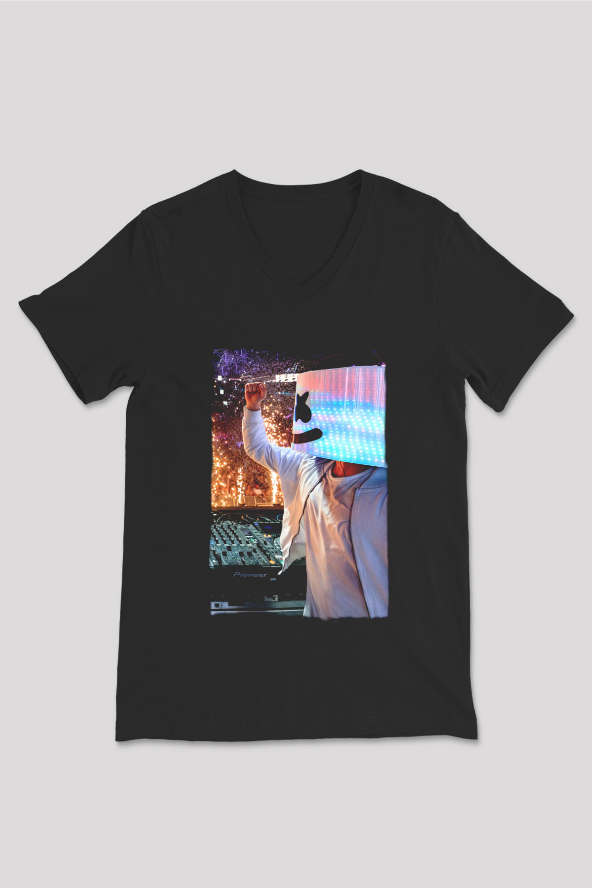 Marshmello Siyah Unisex V Yaka Tişört