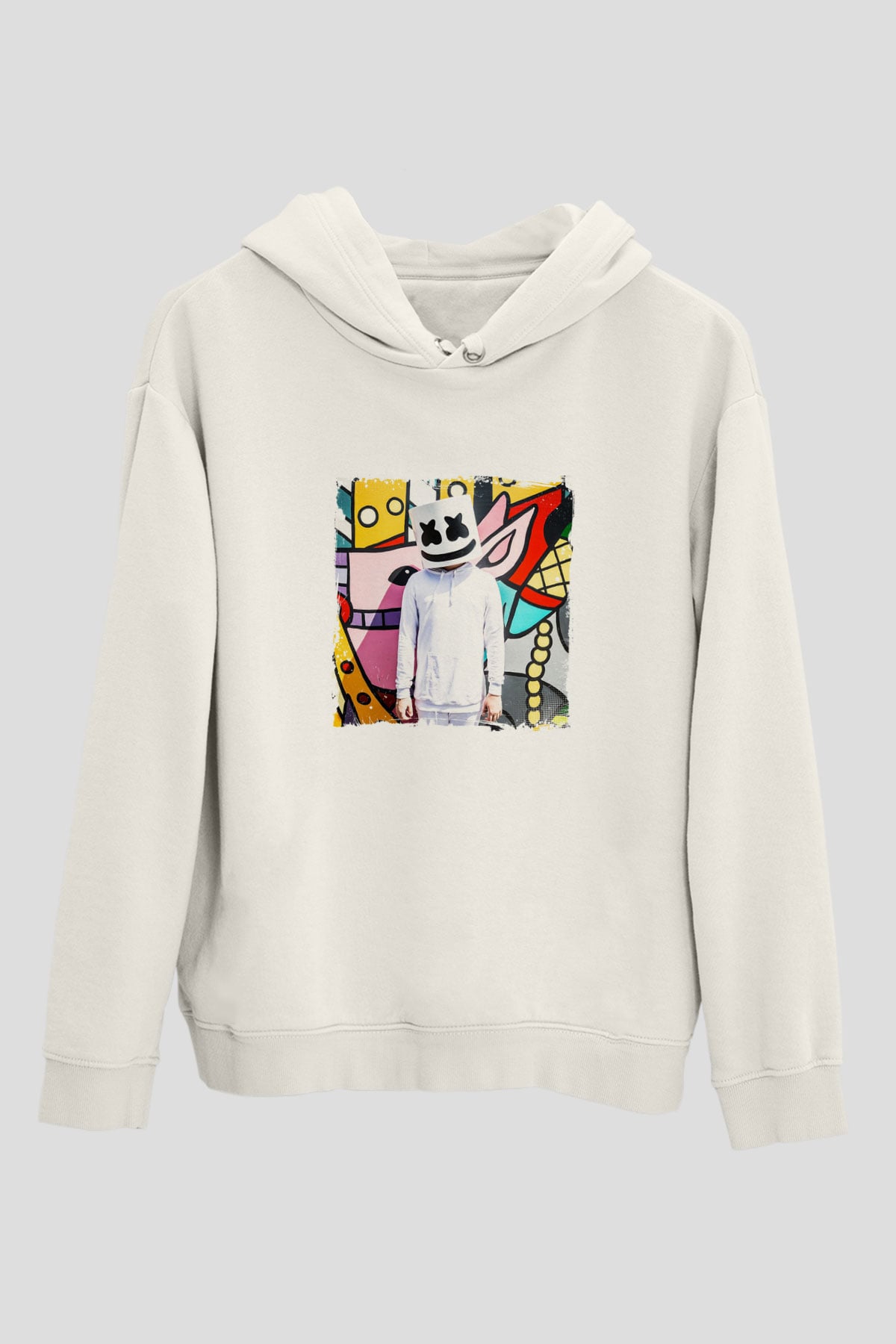 MarshmelloBaskılı Beyaz Hoodie