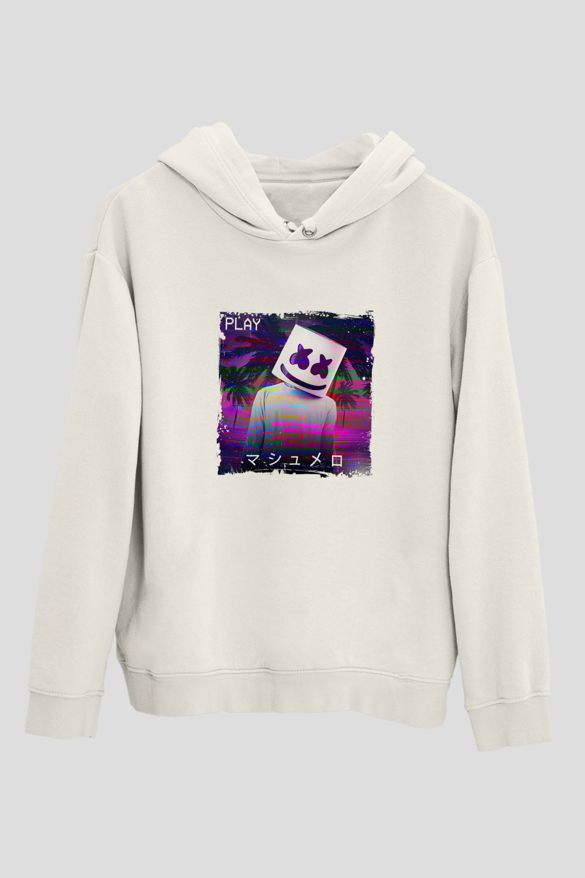MarshmelloBaskılı Beyaz Hoodie
