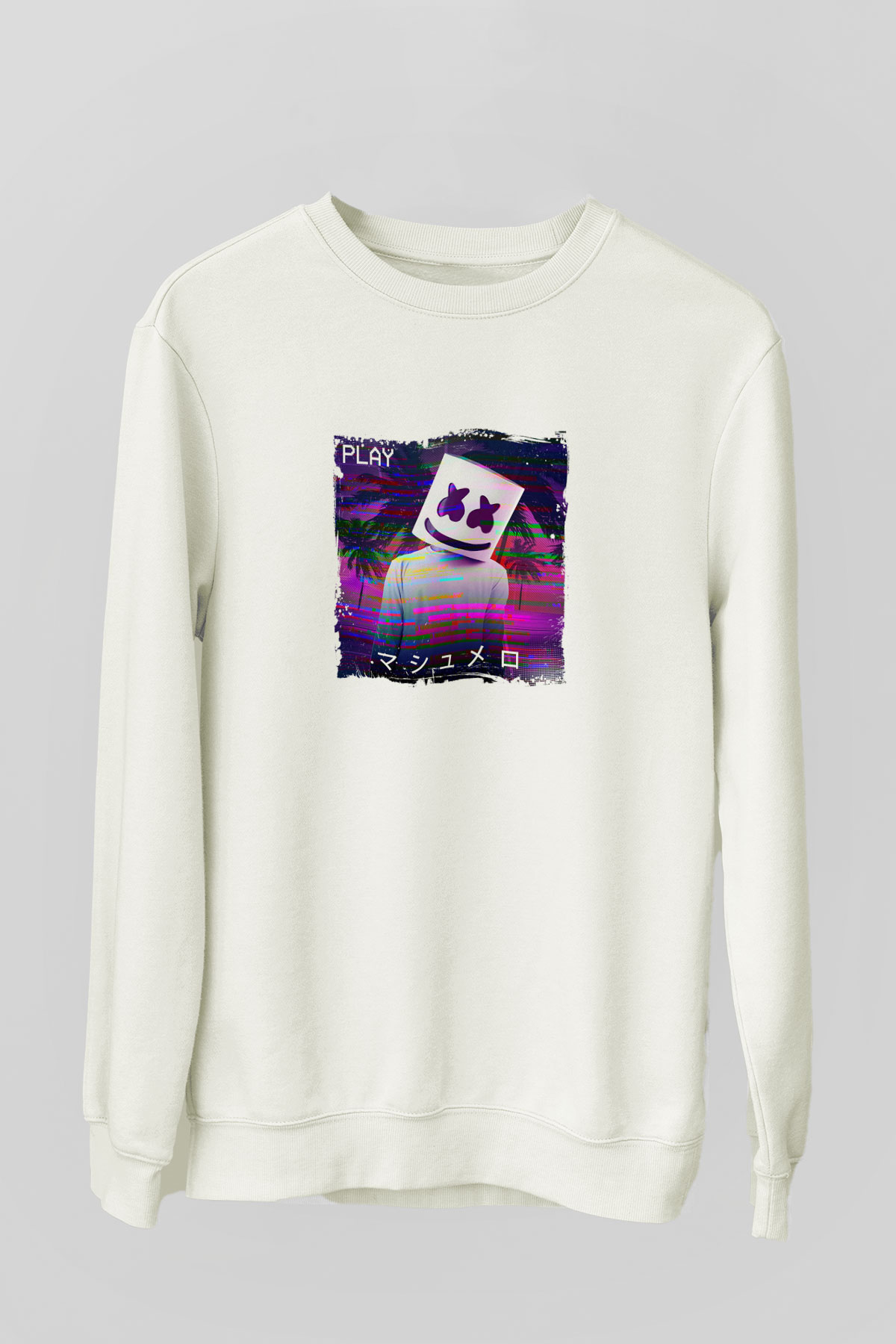 MarshmelloBaskılı Beyaz Sweatshirt