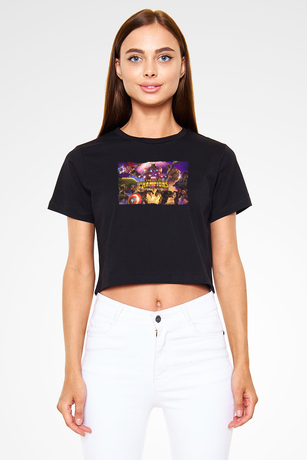 Marvel Contest of Champions Siyah  Crop Top Tişört