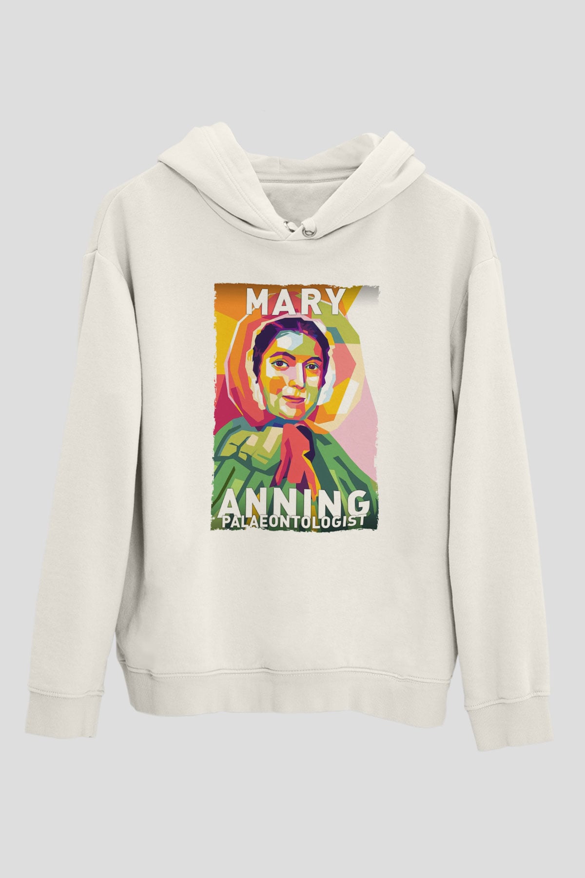 Mary Anning Baskılı Unisex Ekru Hoodie