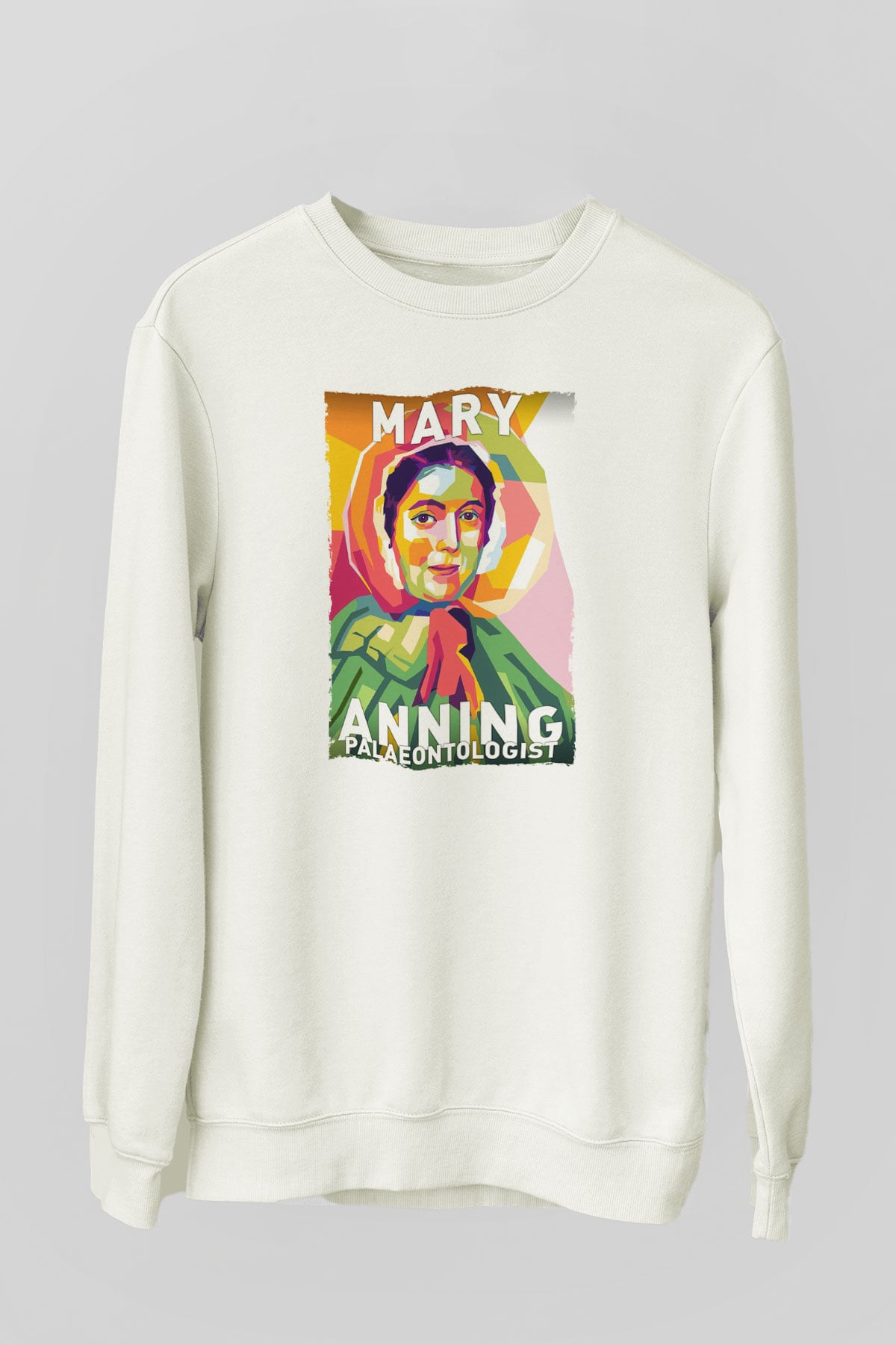 Mary Anning Baskılı Unisex Ekru Sweatshirt