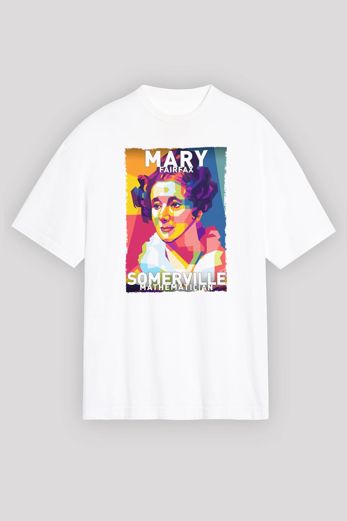 Mary Fairrfax Somerville Baskılı Unisex Oversize Beyaz Tişört - Tshirt