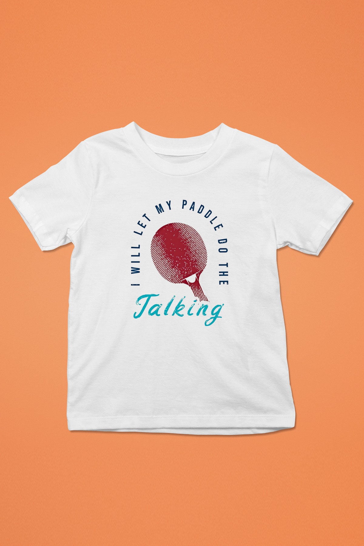 Masa Tenisi Baskılı Unisex Beyaz Çocuk Tişört - Tshirt