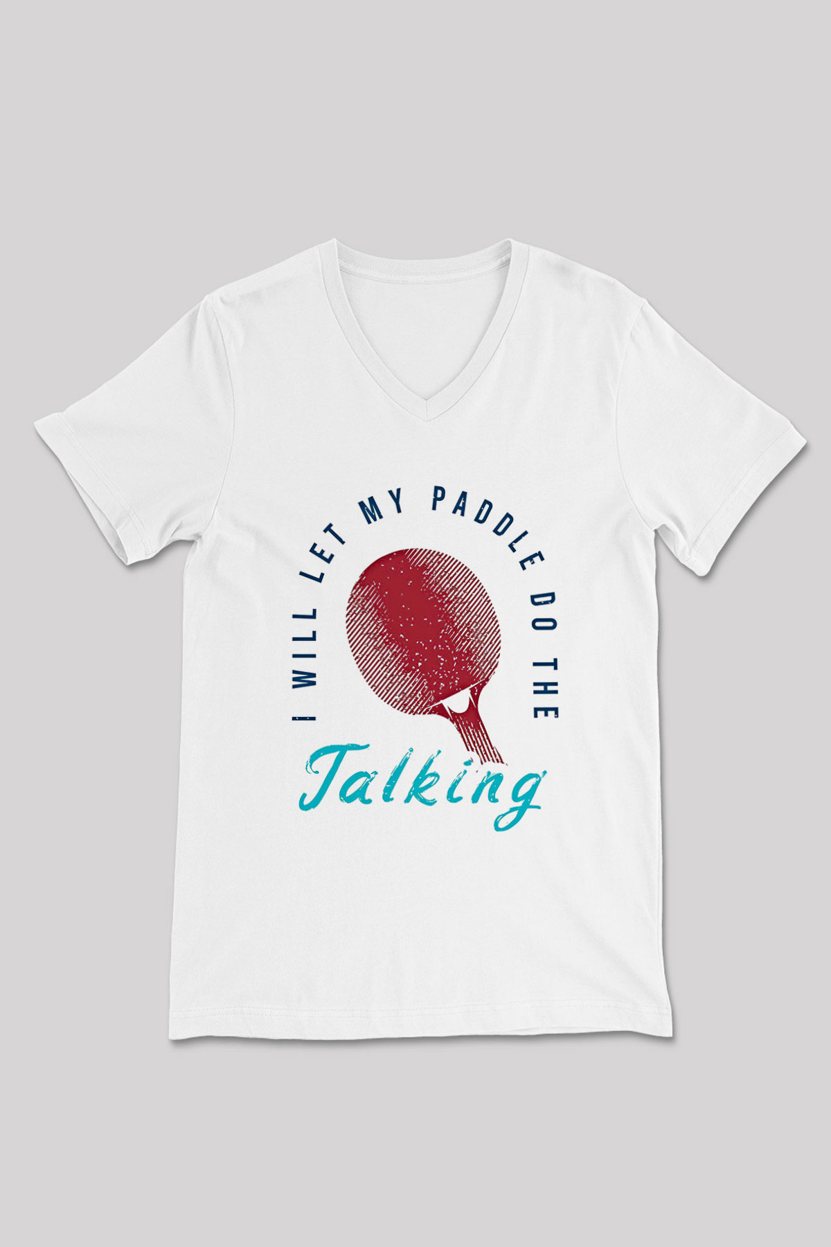 Masa Tenisi Baskılı Unisex V Yaka Tişört - Tshirt