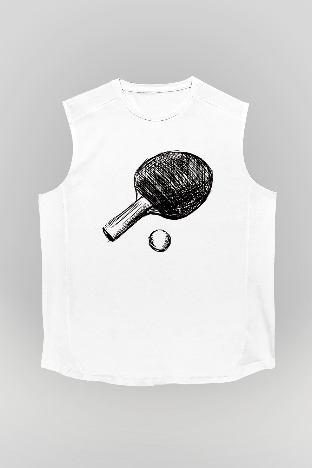Masa tenisi Beyaz Unisex Kolsuz Tişört