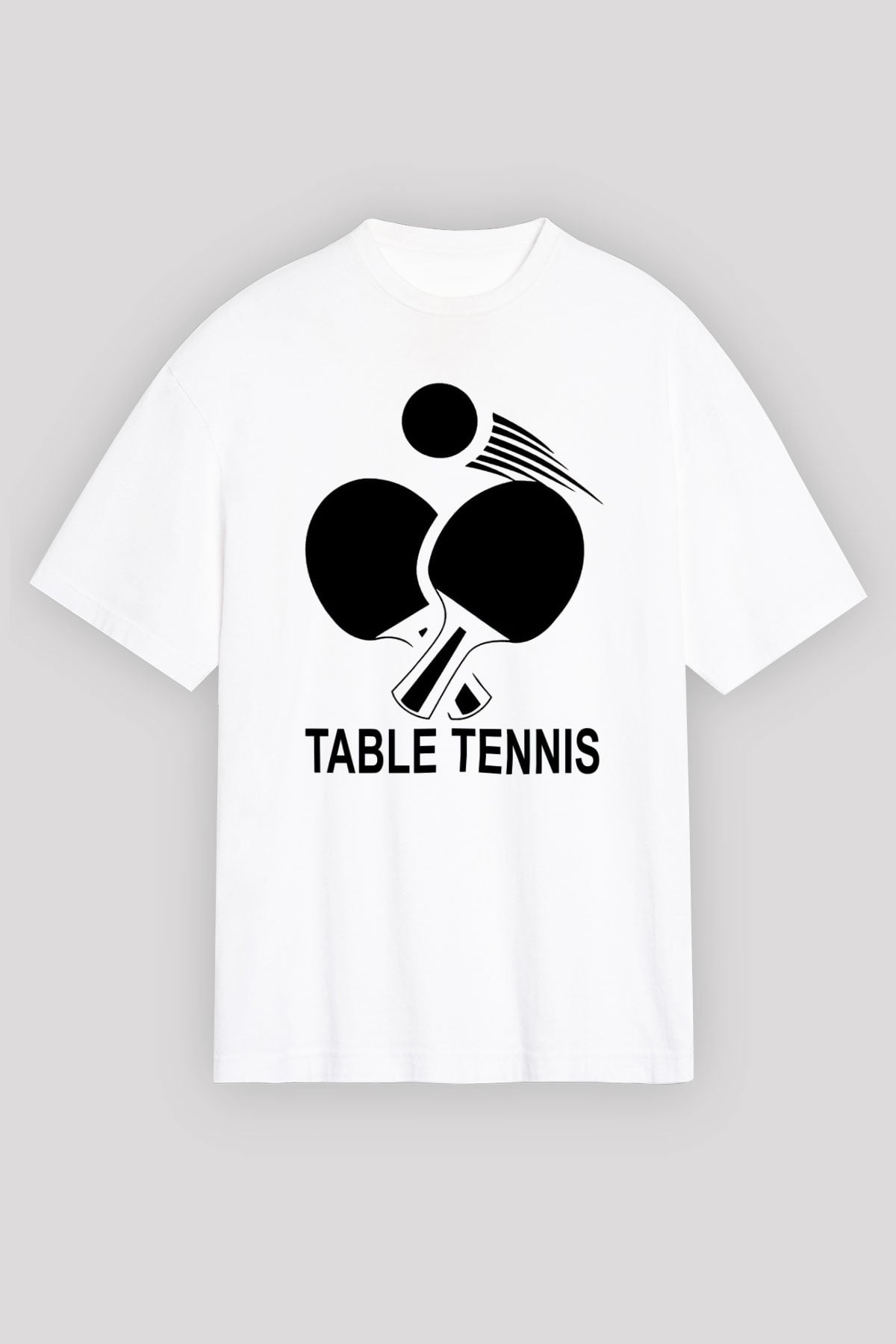 Masa tenisi Beyaz Unisex Oversize Tişört T-Shirt