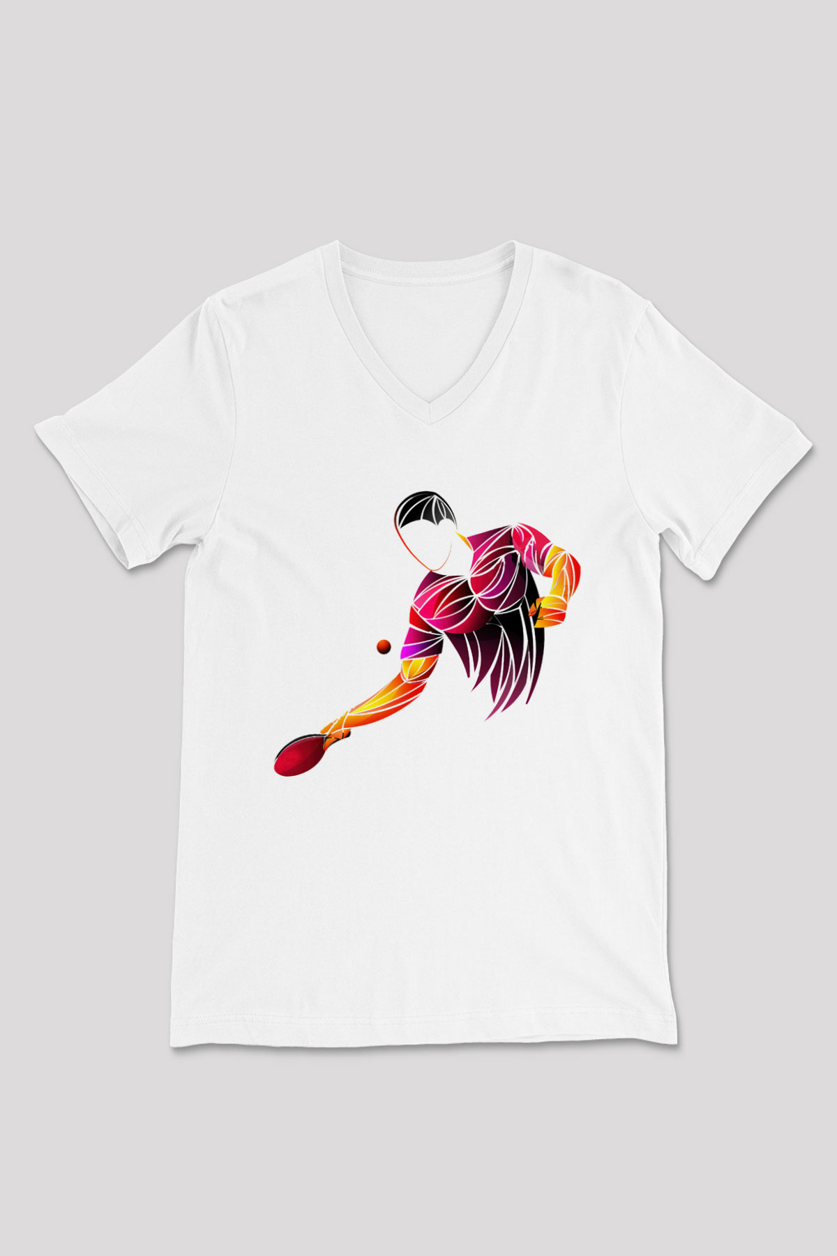 Masa tenisi Beyaz Unisex V Yaka Tişört T-Shirt