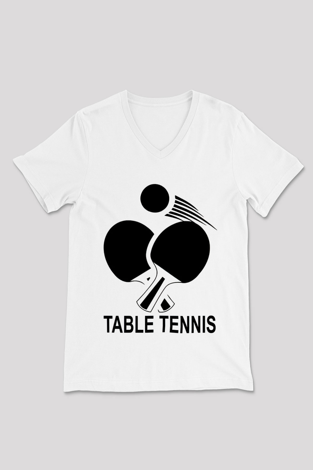 Masa tenisi Beyaz Unisex V Yaka Tişört T-Shirt
