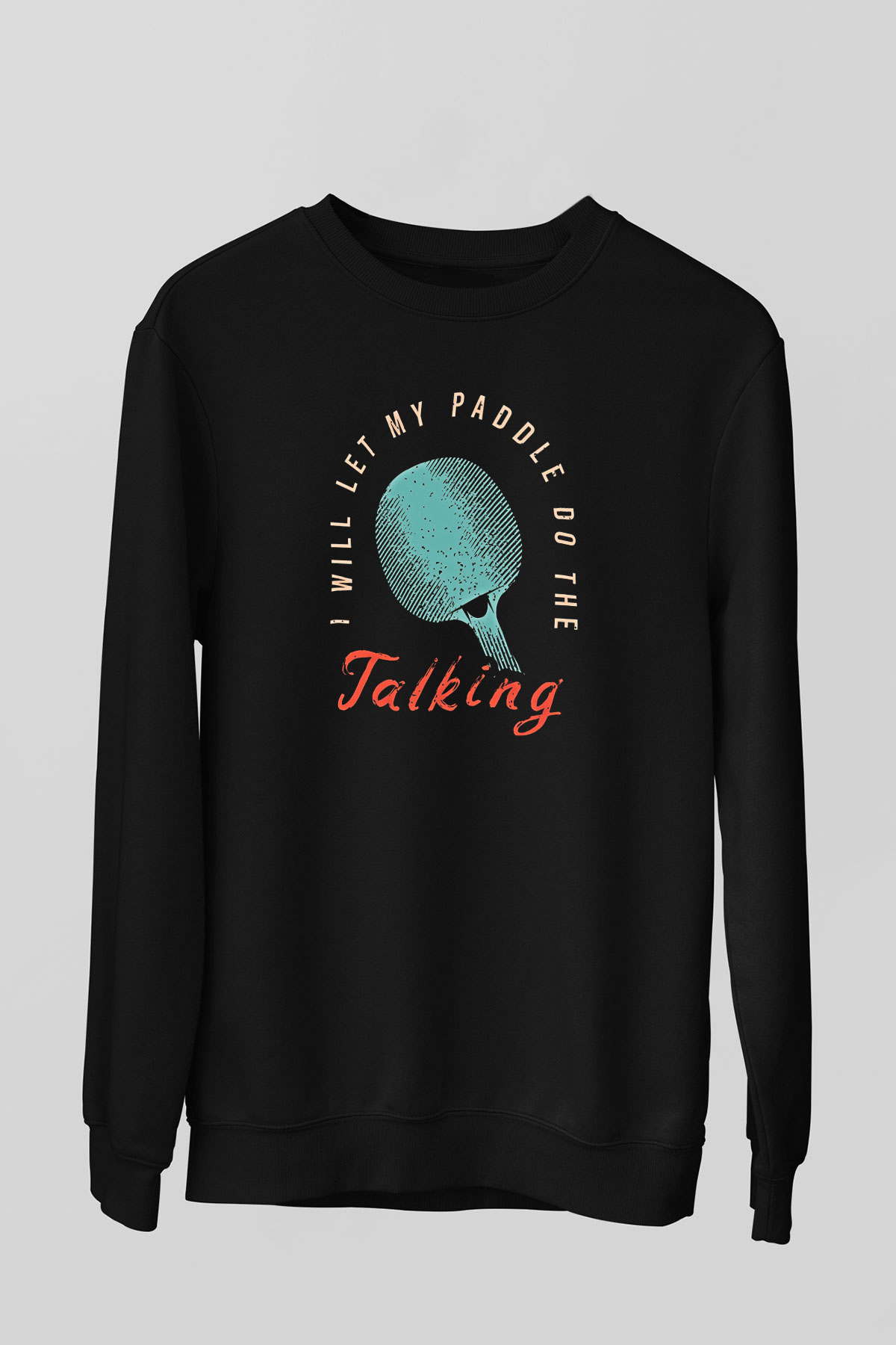 Masa Tenisi - Ping Pong Baskılı Unisex Siyah Sweatshirt