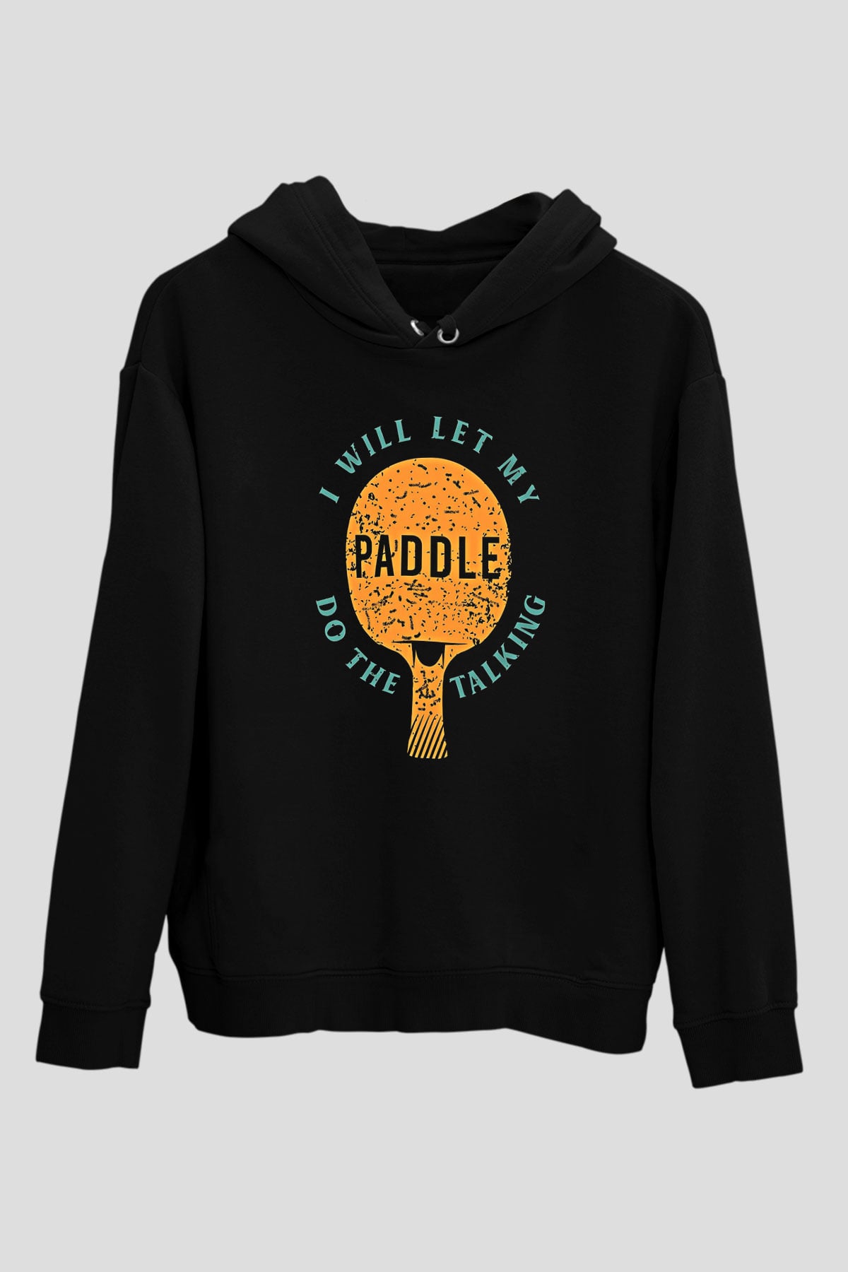 Masa Tenisi - Ping Pong Baskılı Unisex Siyah Hoodie