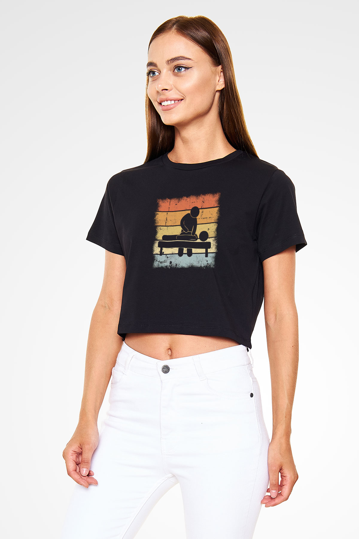 Masör Siyah  Crop Top Tişört