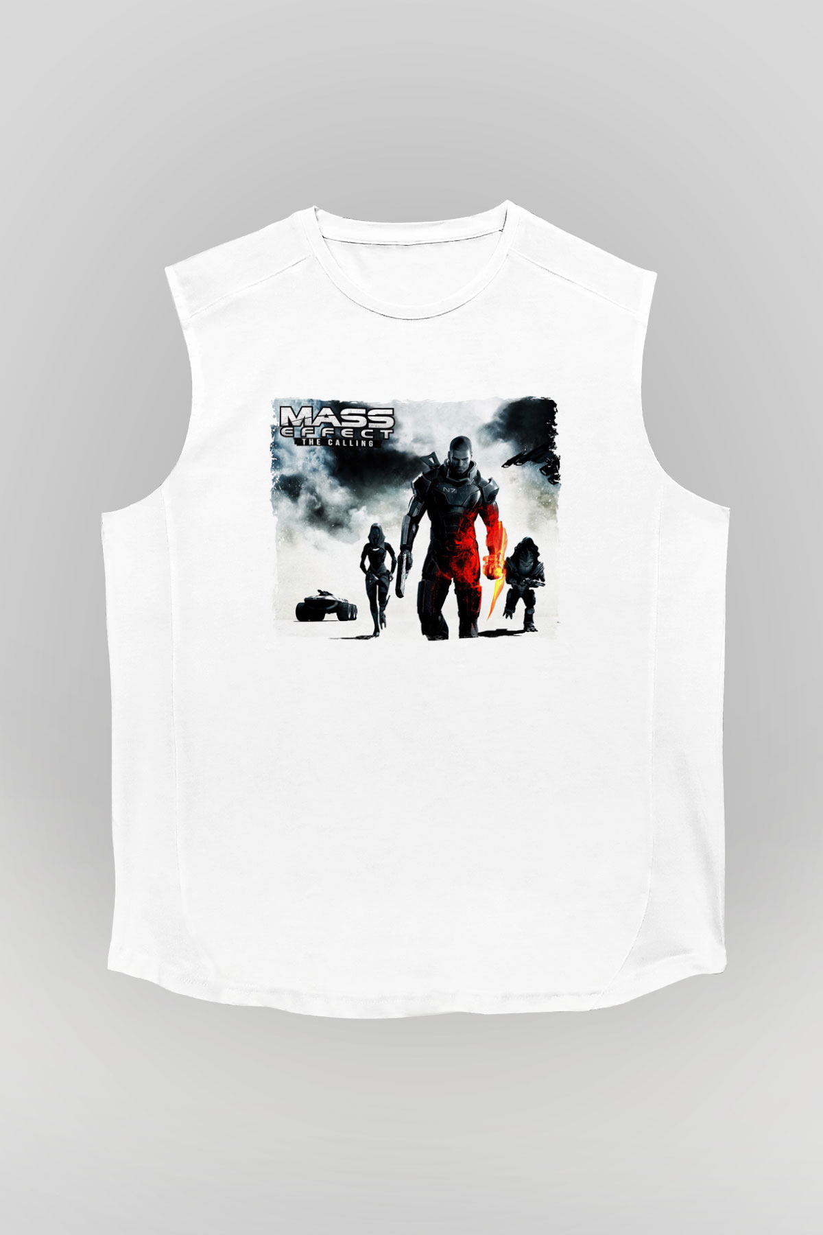 Mass Effect Beyaz Unisex Kolsuz Tişört