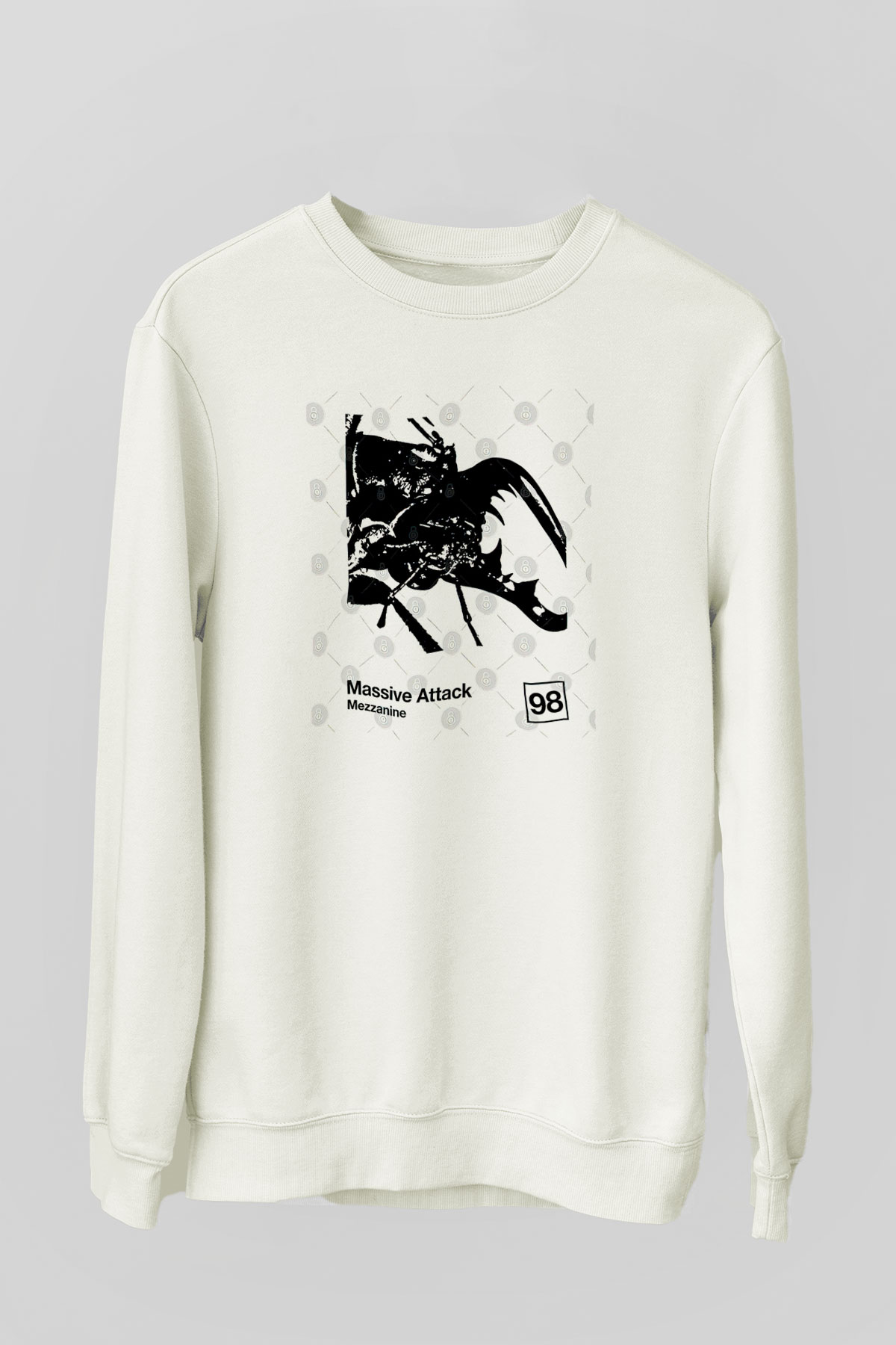 Massive Attack Baskılı Beyaz Unisex Sweatshirt