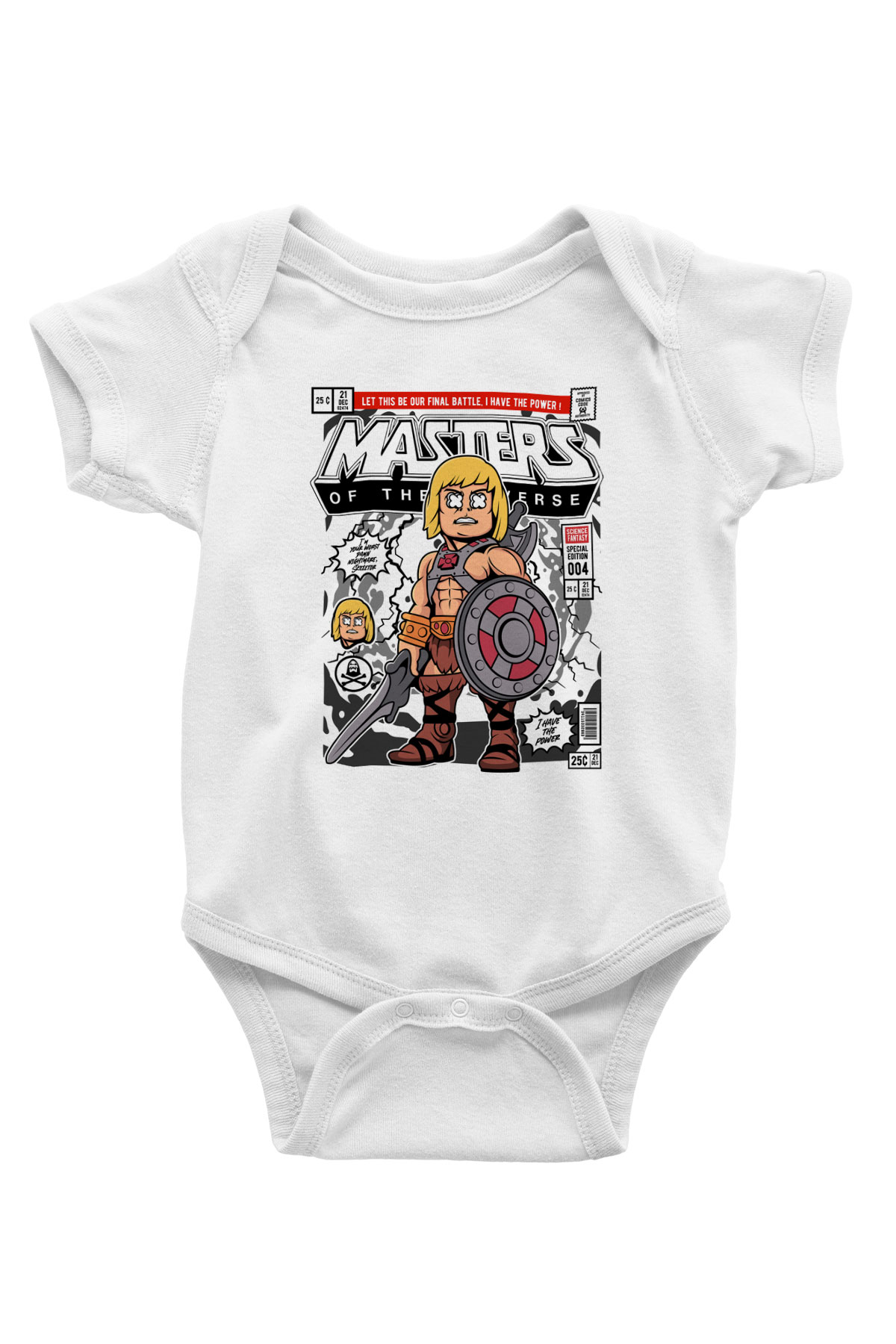 Master Of The Universe Baskılı Unisex Beyaz Bebek Body - Zıbın