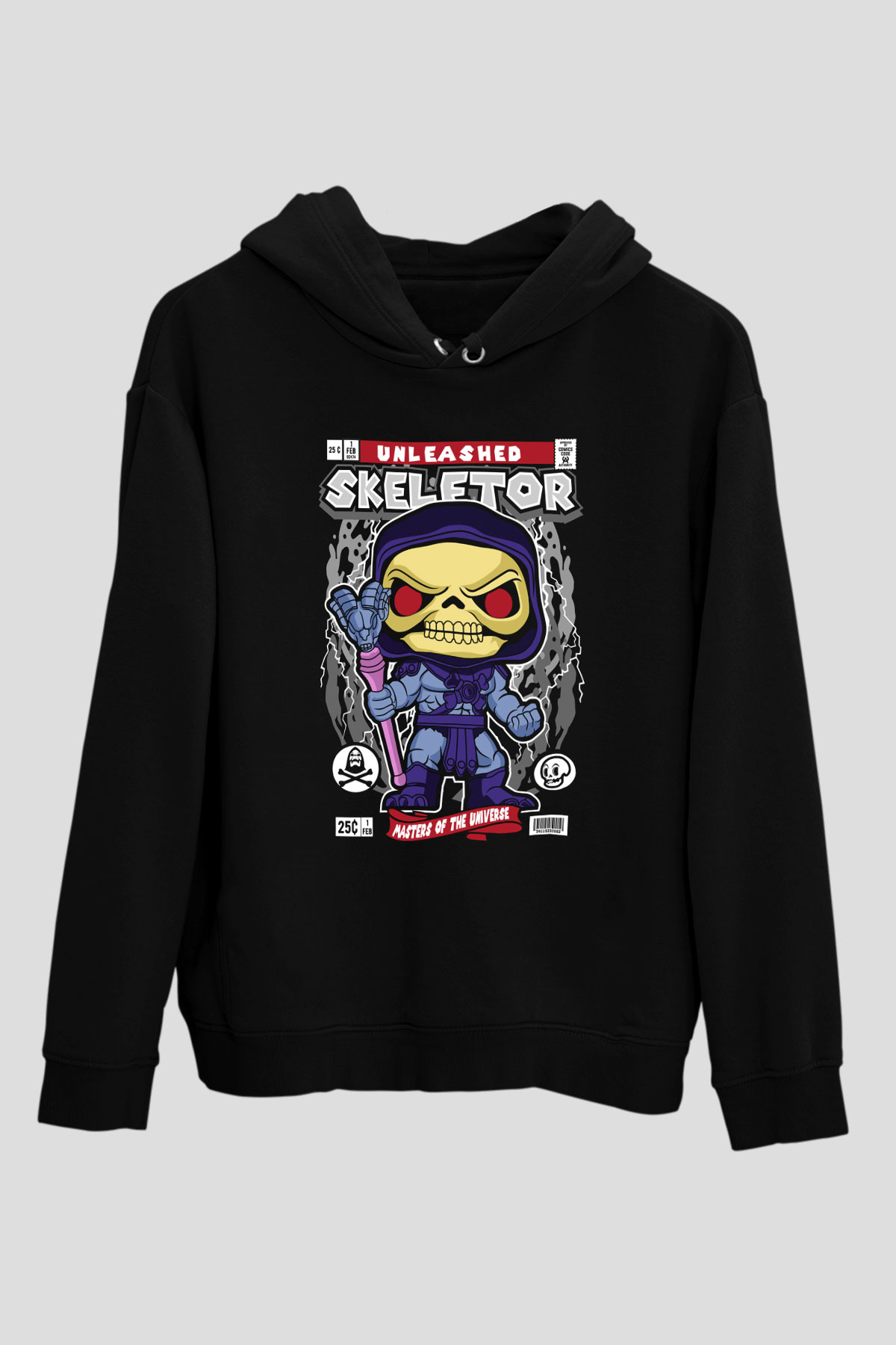 Master Of Universe Baskılı Unisex Siyah Hoodie