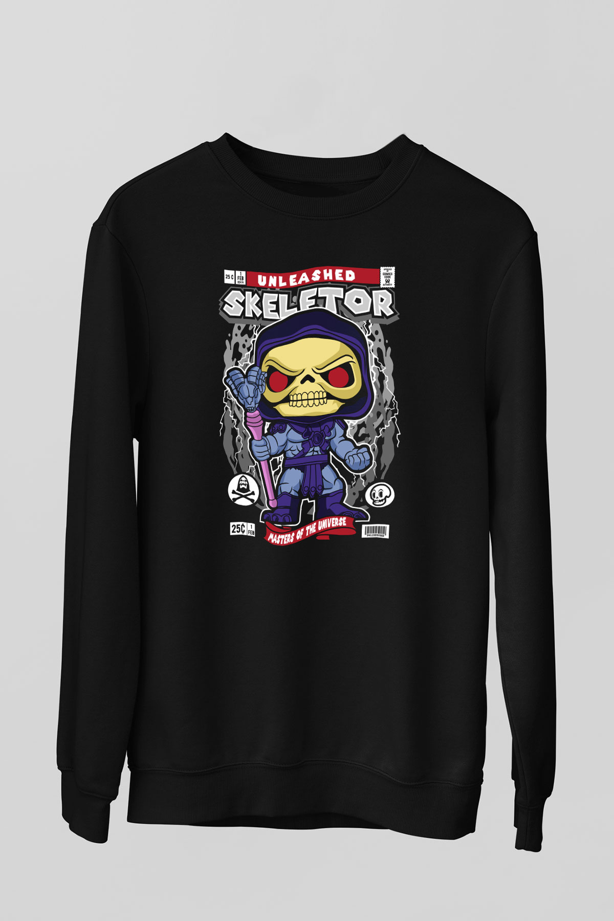 Master Of Universe Baskılı Unisex Siyah Sweatshirt