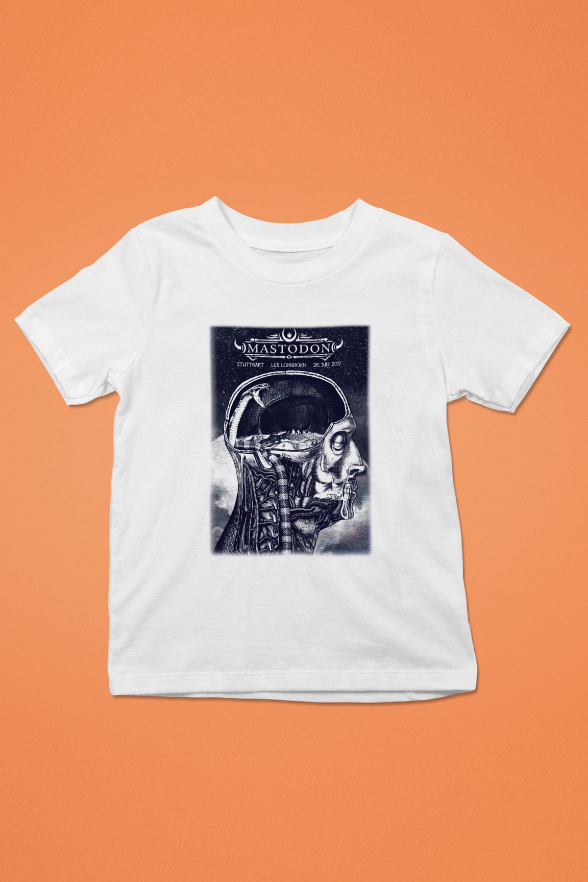 Mastodon Baskılı Beyaz Unisex Çocuk Tişört