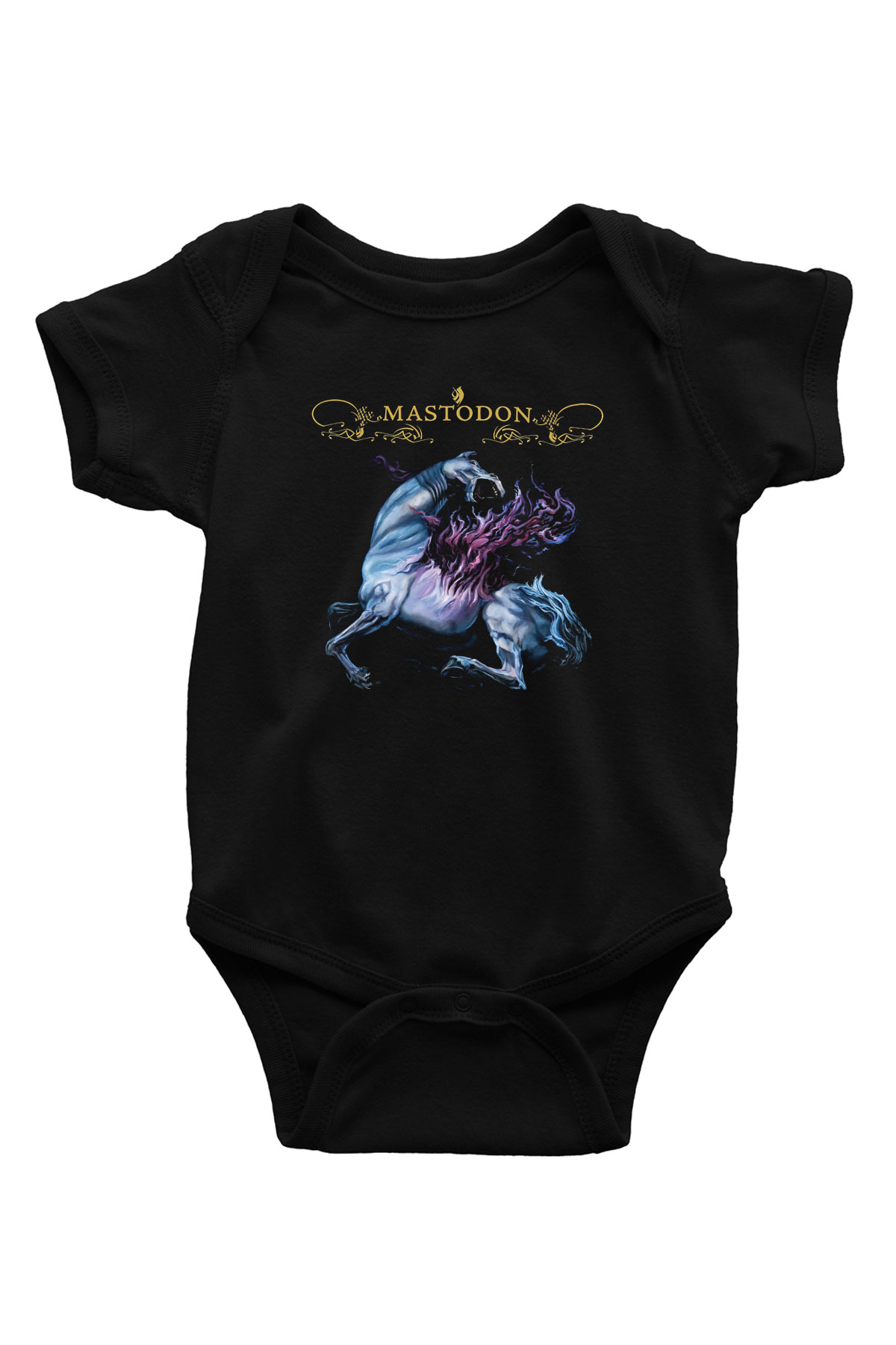 Mastodon Baskılı Siyah Bebek Body - Zıbın