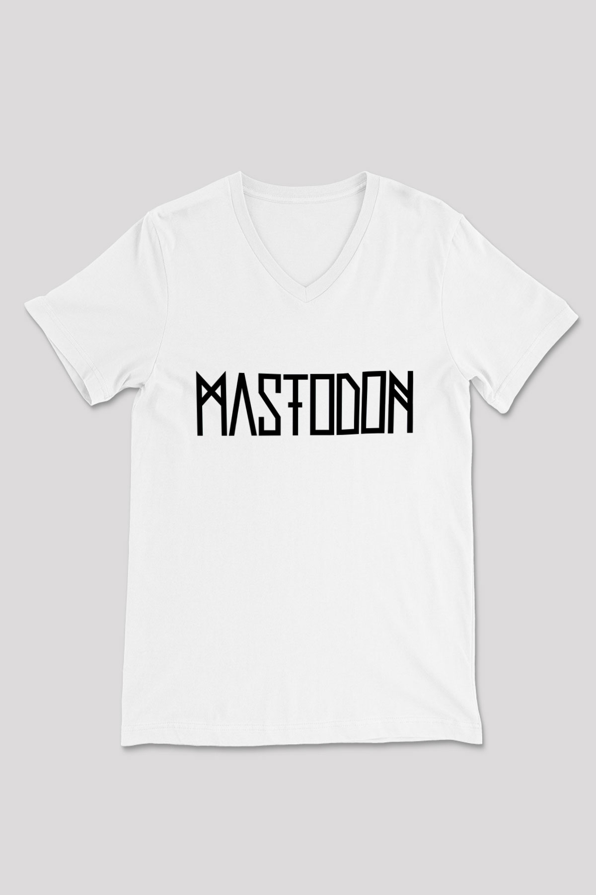 Mastodon Beyaz Unisex V Yaka Tişört T-Shirt