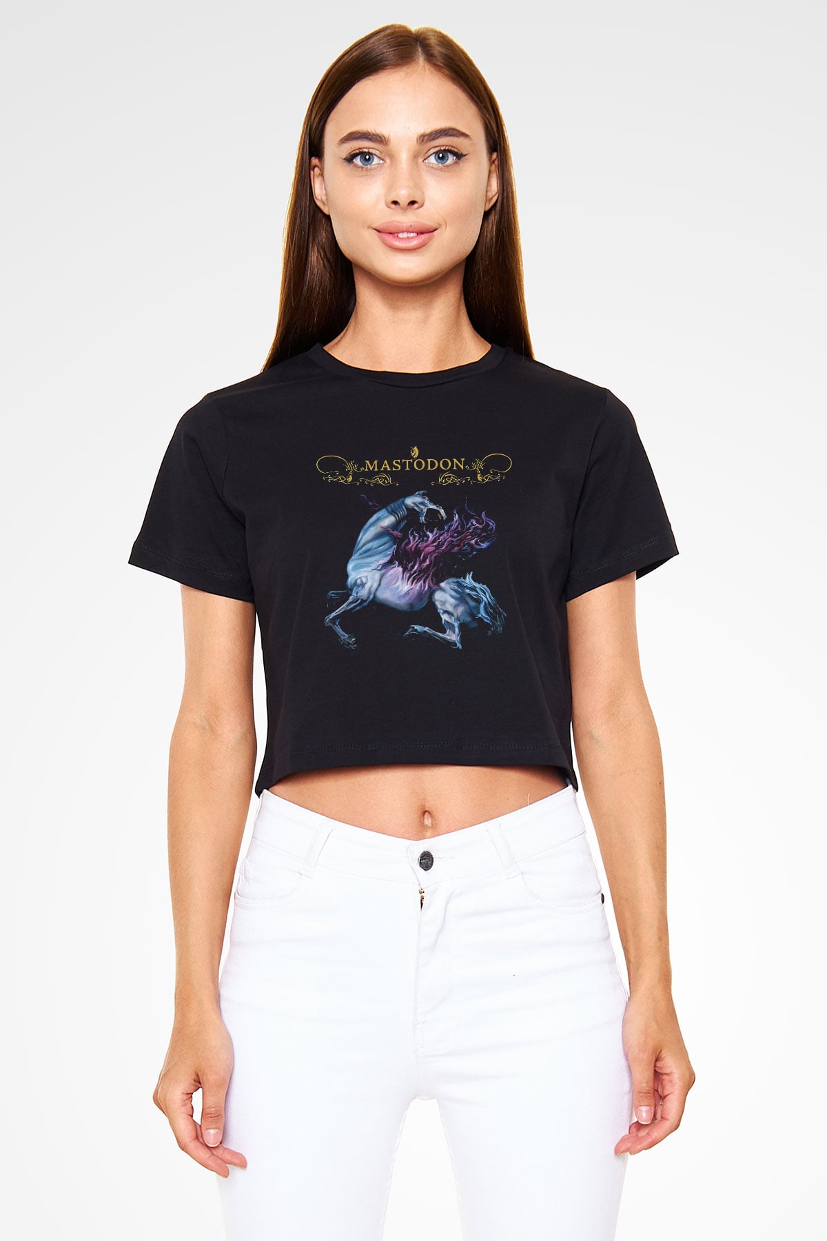 Mastodon Siyah Crop Top Tişört