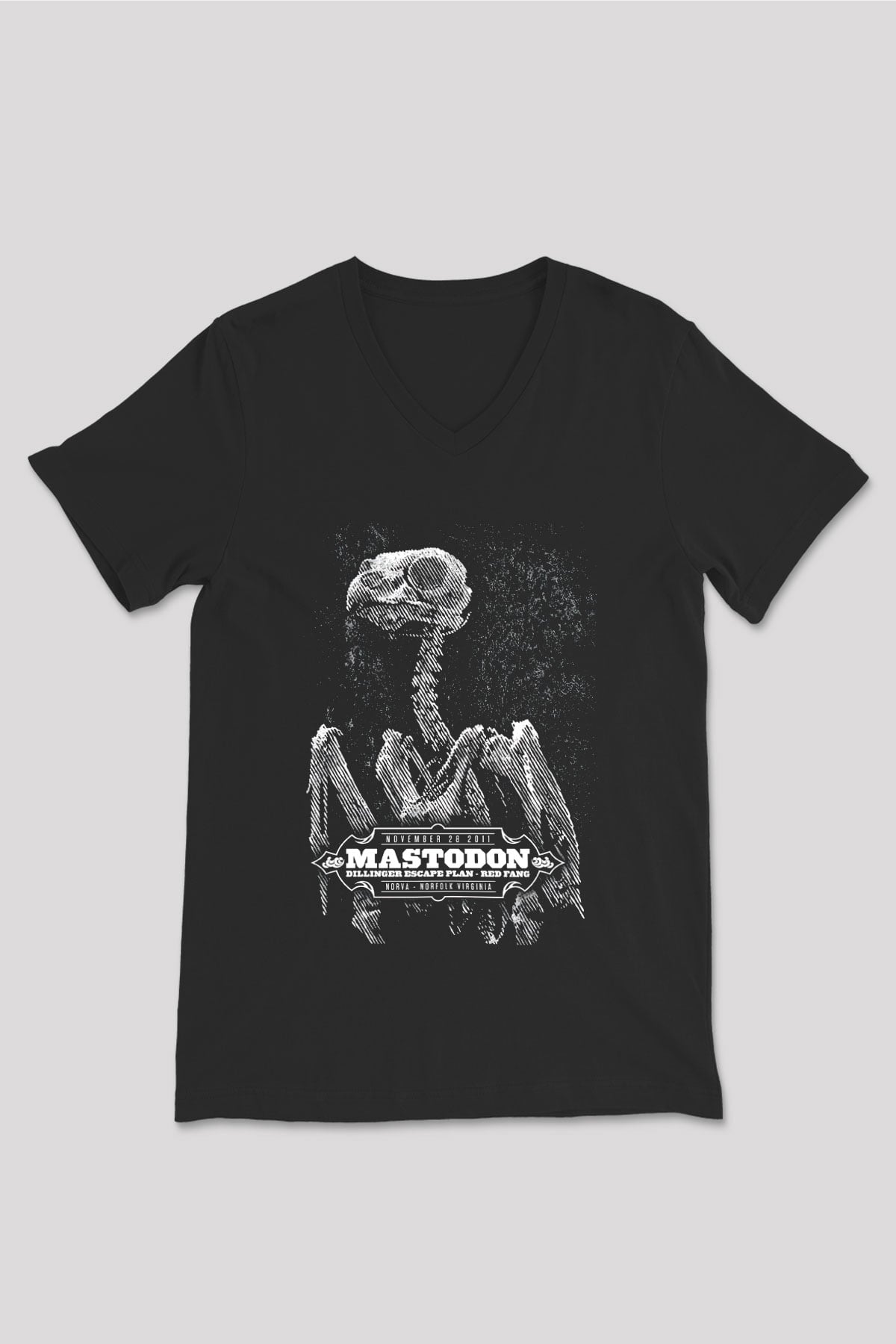 Mastodon Siyah Unisex V Yaka Tişört T-Shirt