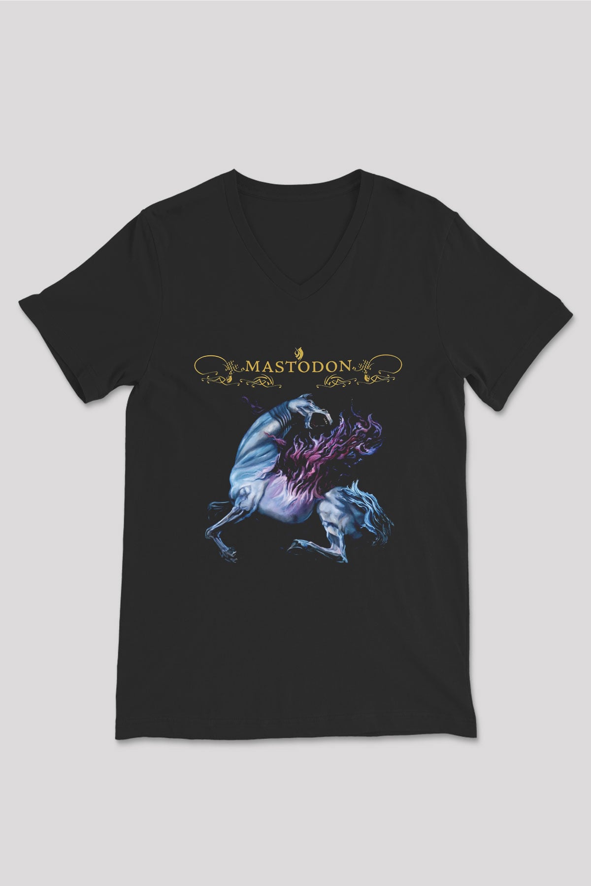 Mastodon Siyah Unisex V Yaka Tişört T-Shirt