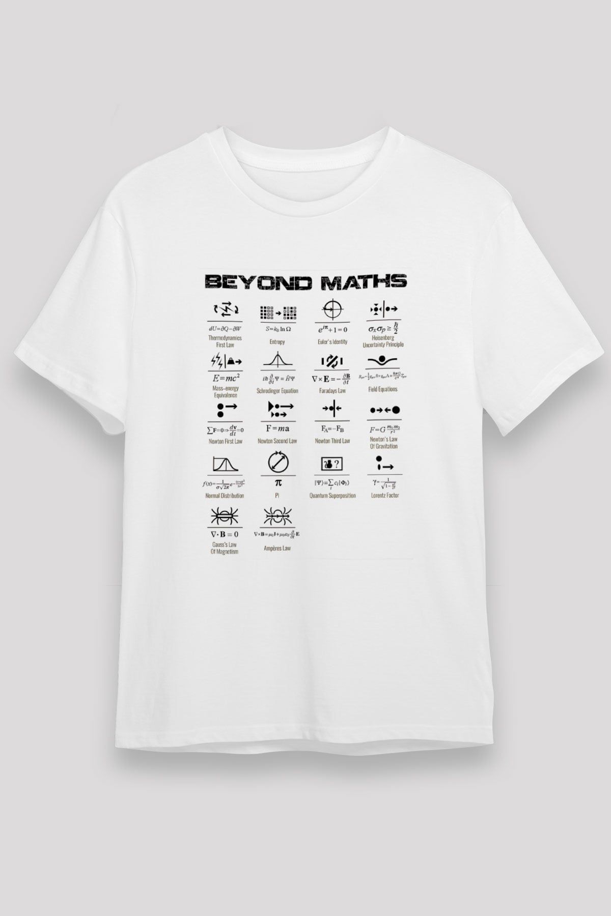 Matematiğin Ötesinde Baskılı Unisex Beyaz Tişört - Tshirt