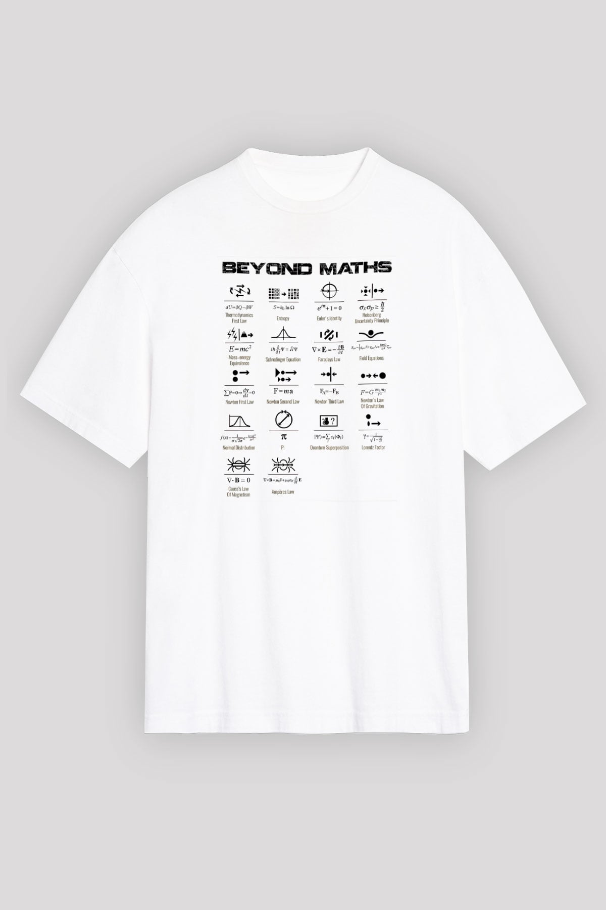 Matematiğin Ötesinde Baskılı Unisex Oversize Beyaz Tişört - Tshirt
