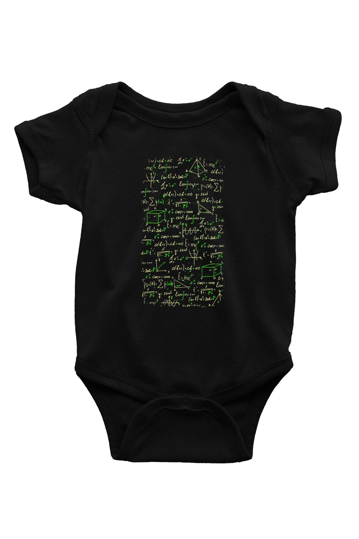 Matematik Fizik Formülleri  Baskılı Unisex Siyah Bebek Body - Zıbın